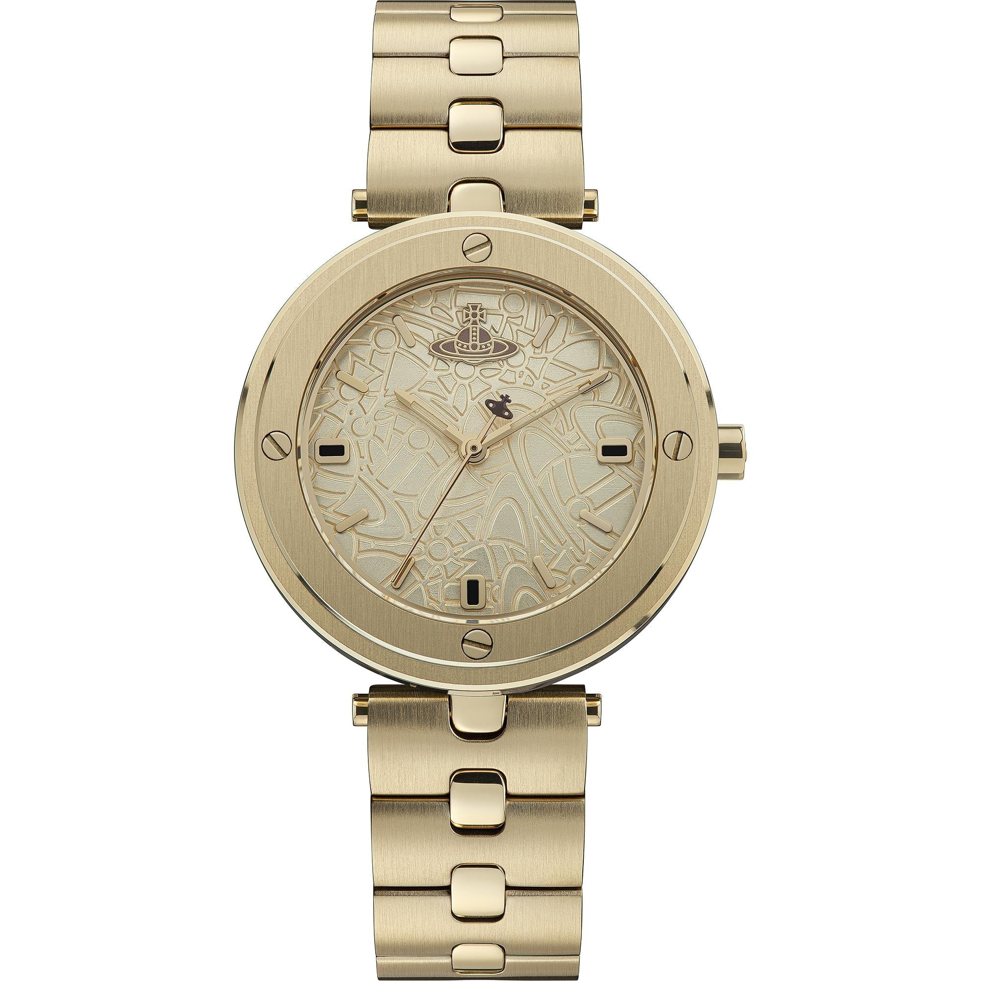 Vivienne Westwood Whitehall Quarz Golden Zifferblatt Golden Edelstahl Armband Damen Uhr VV287CPGD