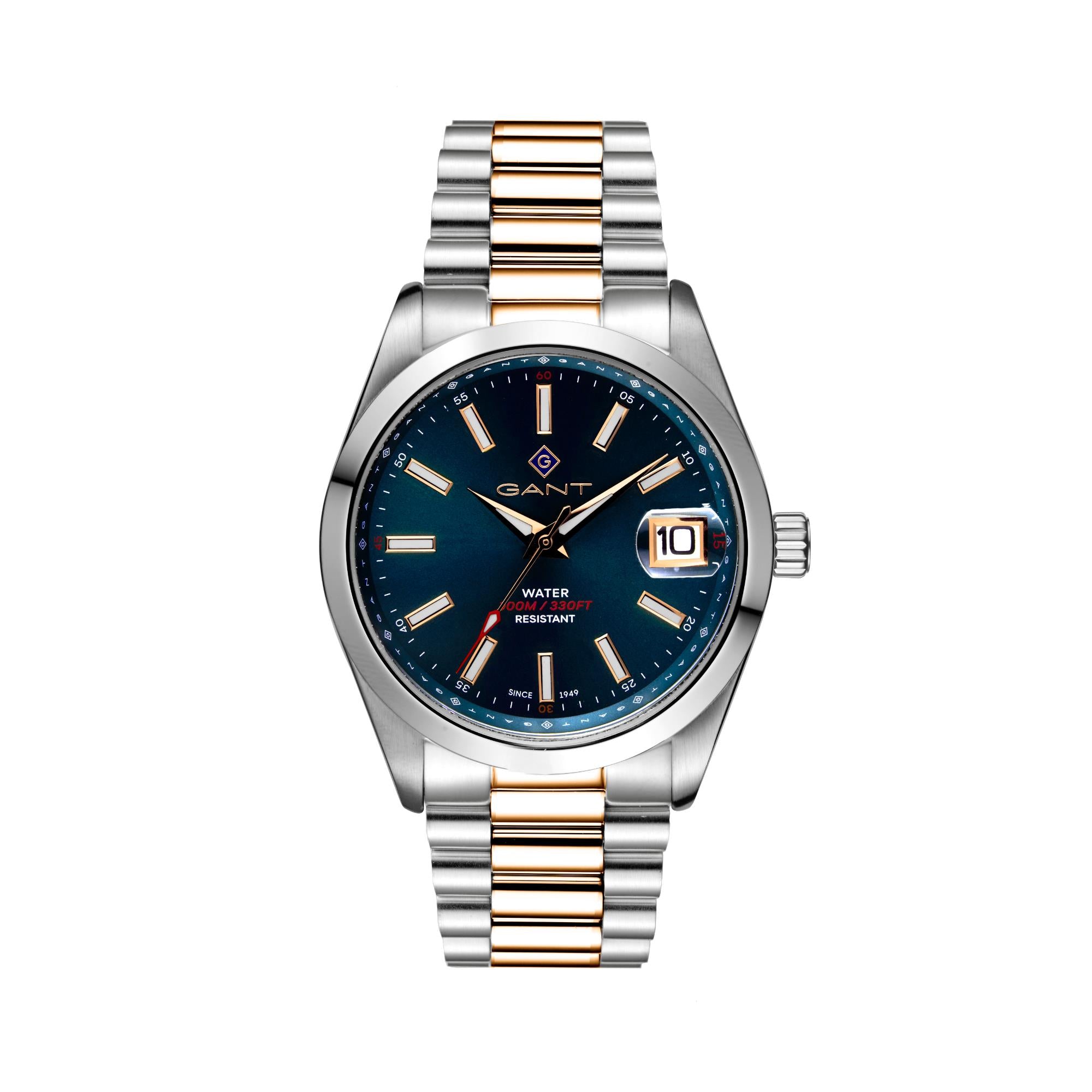 Gant Sussex Eastham Quarz Uhr mit blauem Zifferblatt und zweifarbigem Edelstahlarmband für Herren G161009