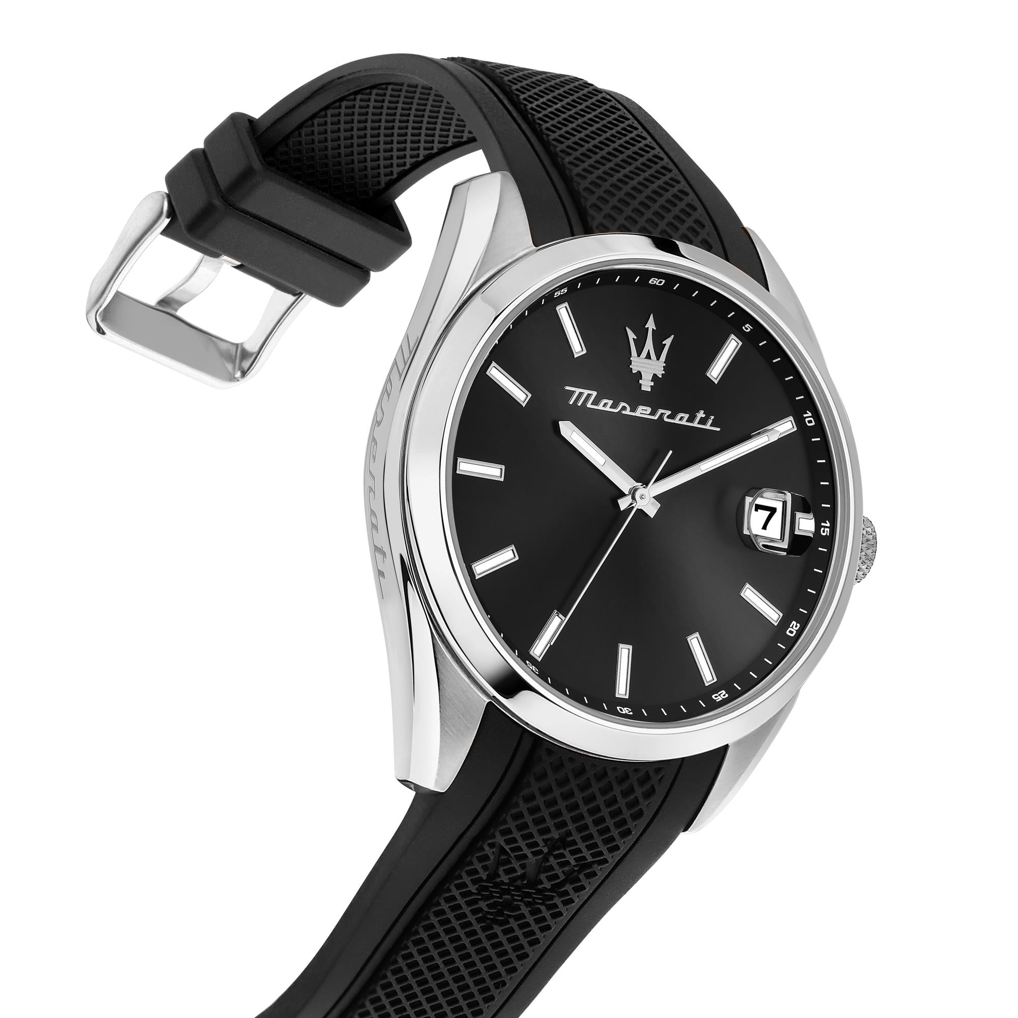 Maserati Attrazione Quartz Black Dial Black Silicone Strap Men's Watch R8851151004