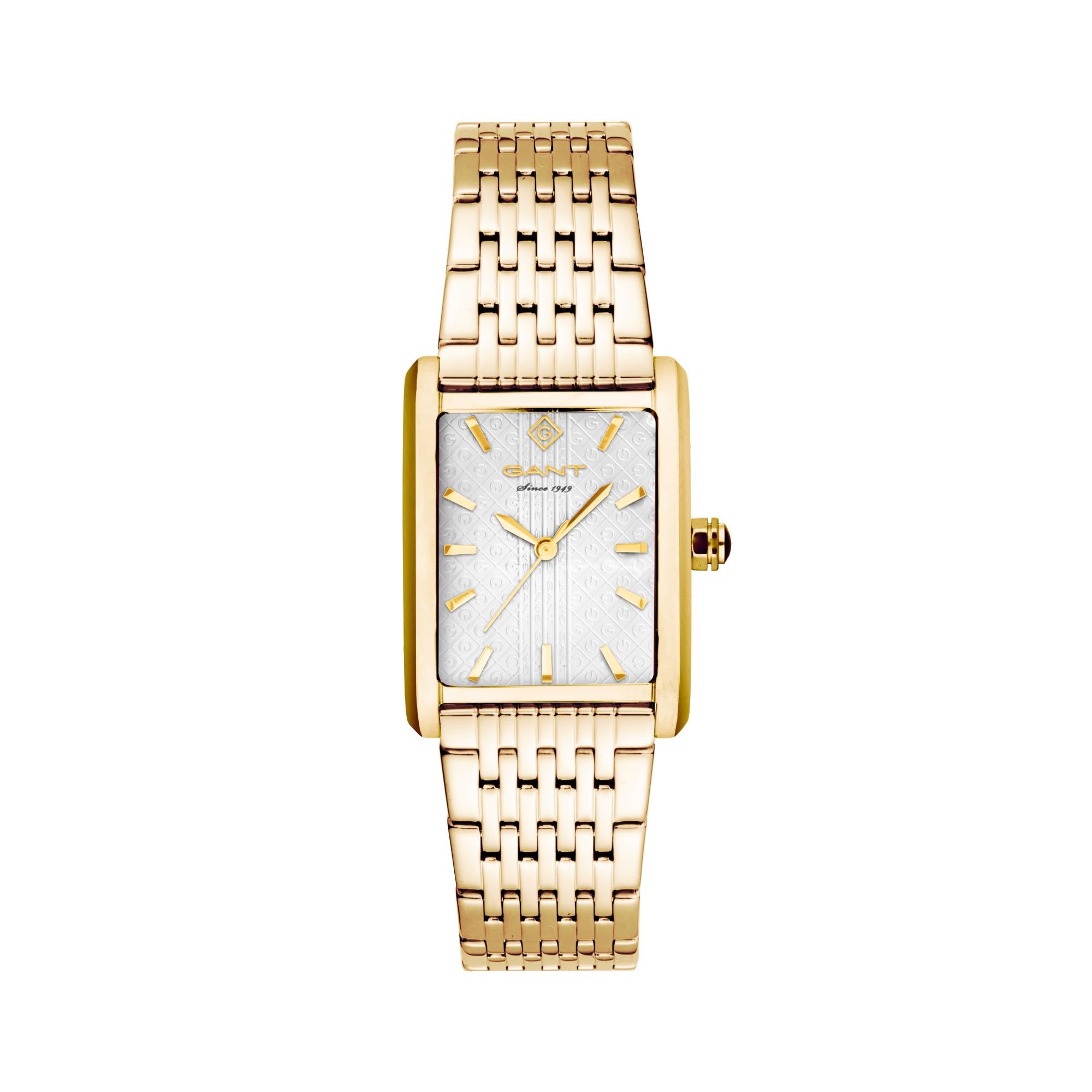 Gant Rhode Island Quarz Weißes Zifferblatt Gold PVD Stahlarmband Damen Uhr G173002