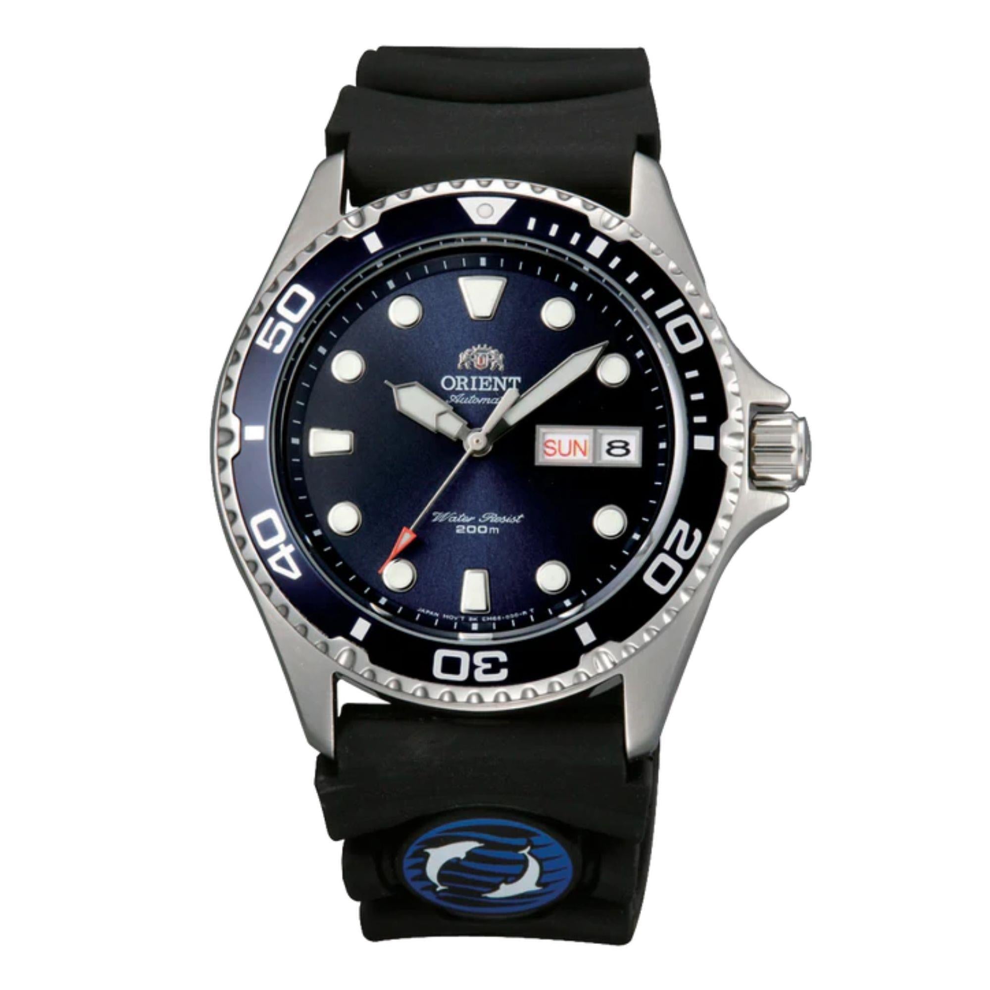 Orient Ray II 41mm Blaues Zifferblatt Silikon Herren Automatik Uhr FAA02008D9