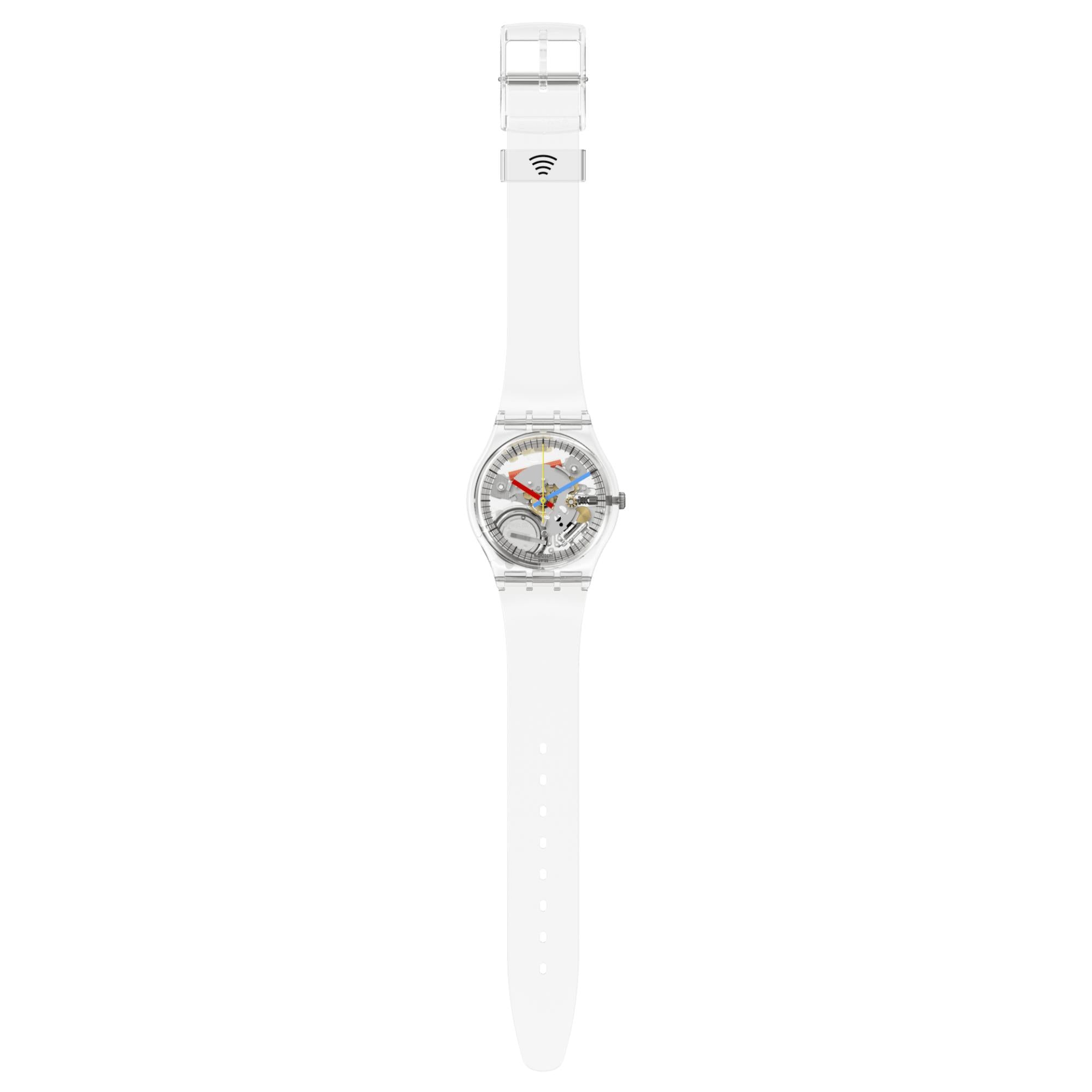 Swatch SwatchPay! Clearly Gent Pay! Quartz Transparent Dial Silicone Watch SO28K109-5300