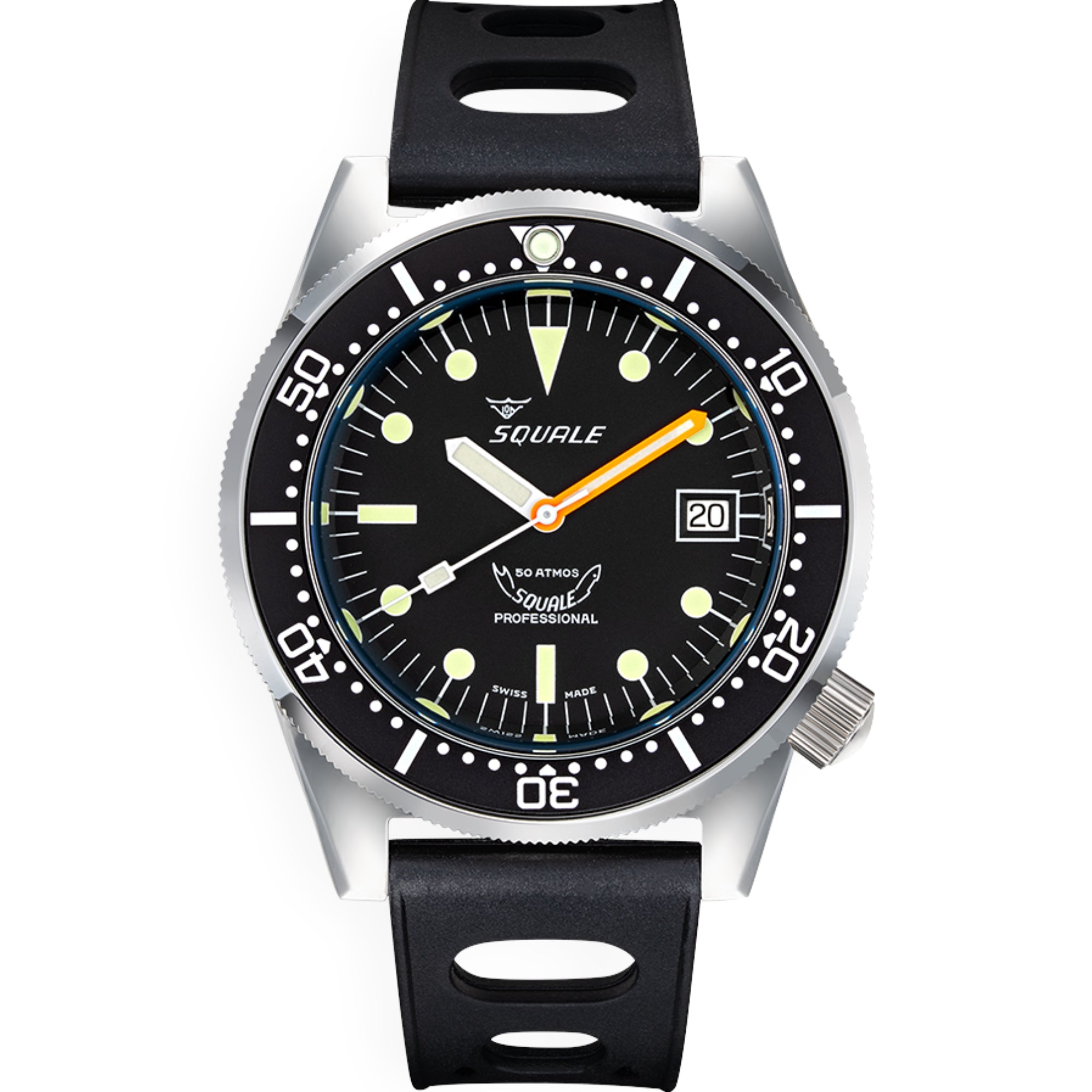 Squale 1521 Classic Automatik Schwarzes Zifferblatt Schwarzes Gummiarmband Herren Uhr 1521CL.NT