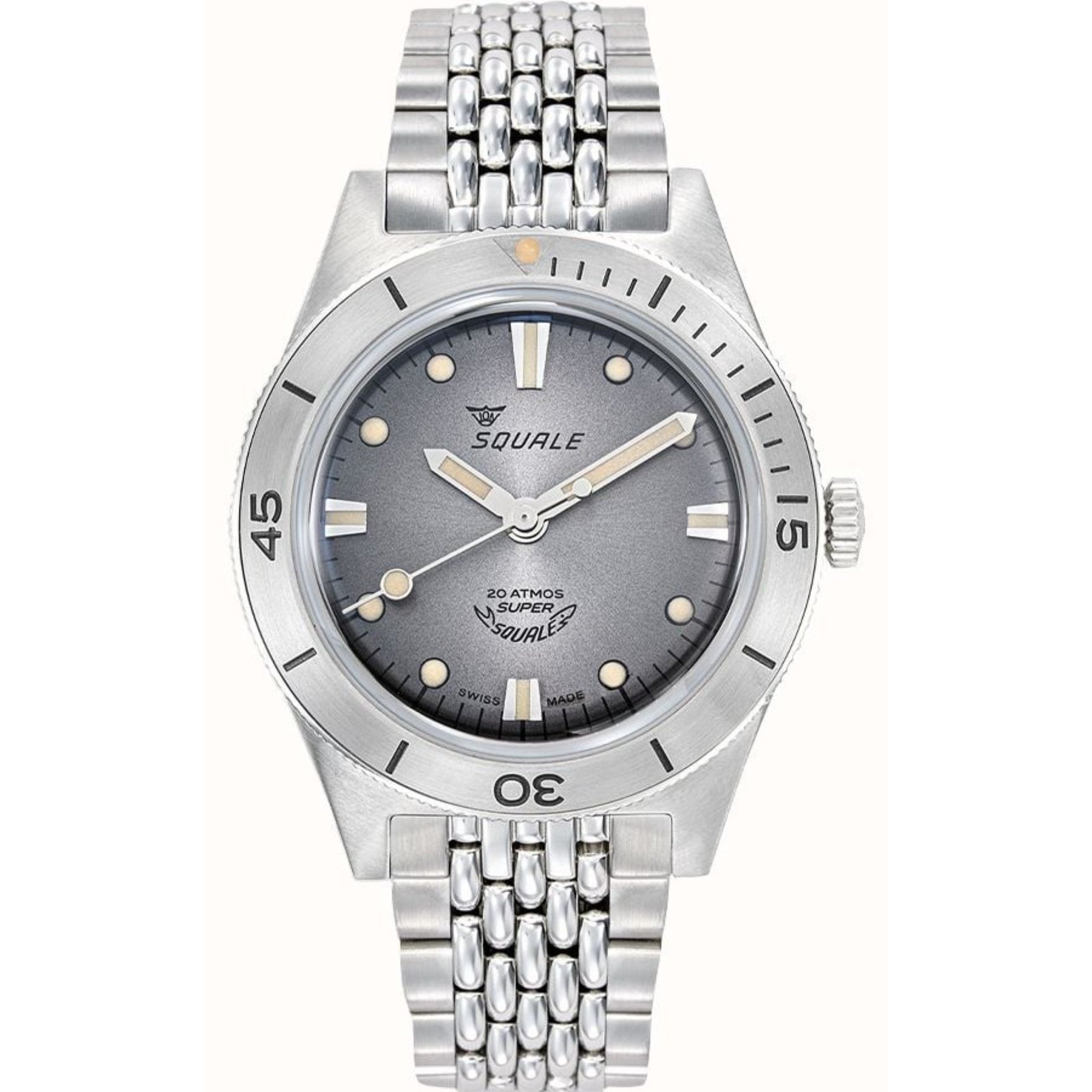 Squale Super-Squale Automatic Grey Dial Steel Strap Men’s Watch SUPERSSG.AC