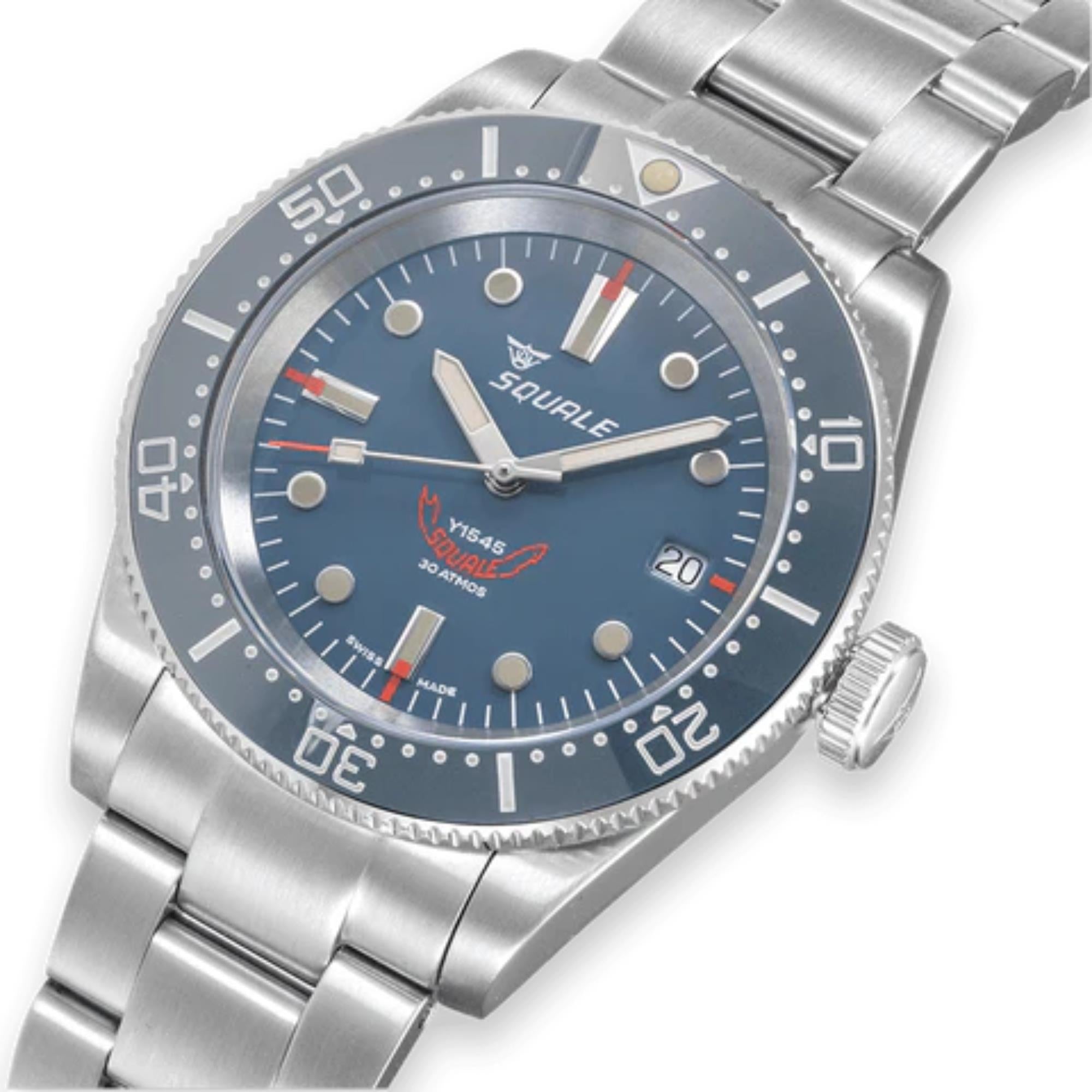 Squale 1545 Automatik Graues Zifferblatt Edelstahlarmband Herren Uhr 1545GG.AC