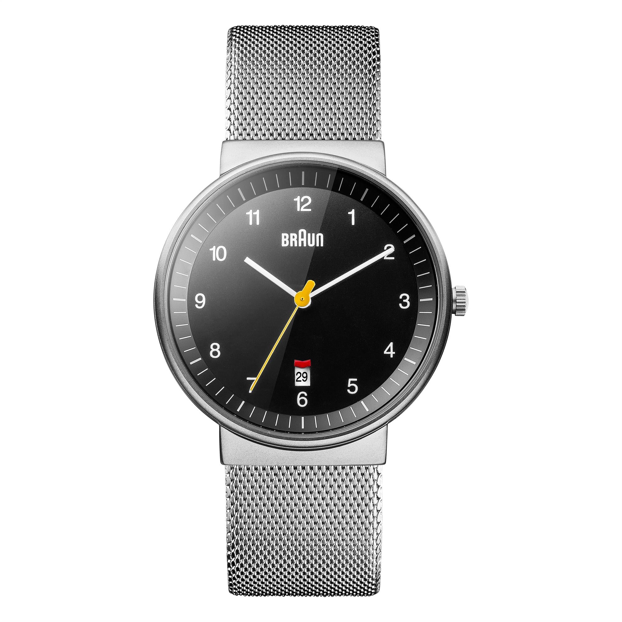 Braun Classic Quartz Black Dial Steel Strap Men's Watch BN0032BKSLMHG