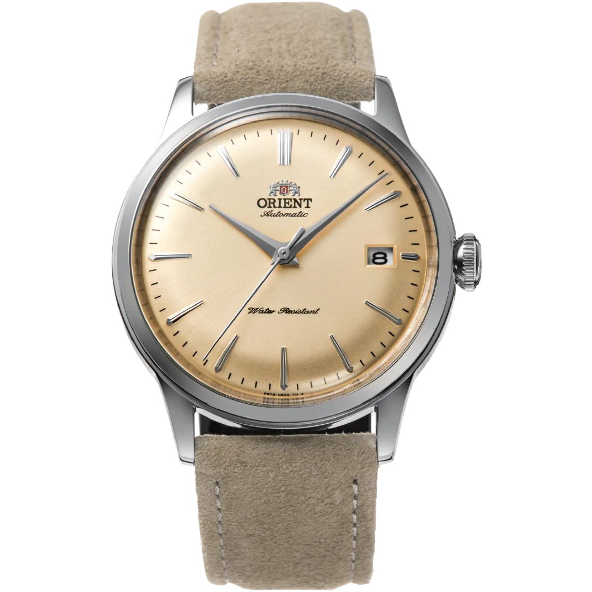 Orient Bambino 38mm Ex-Display Version 7 Limitierte Auflage Champagner Zifferblatt Leder Herren Automatik Uhr RA-AC0M05G10B