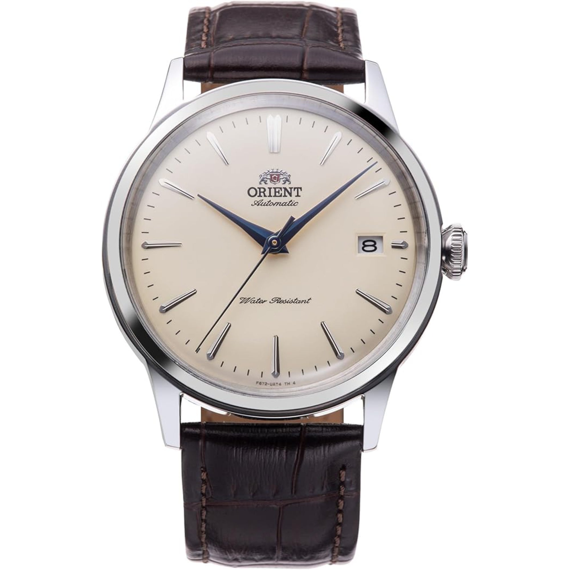 Orient Bambino 38mm Mechanical cream dial leather watch RA-AC0M04Y10B-EX front view