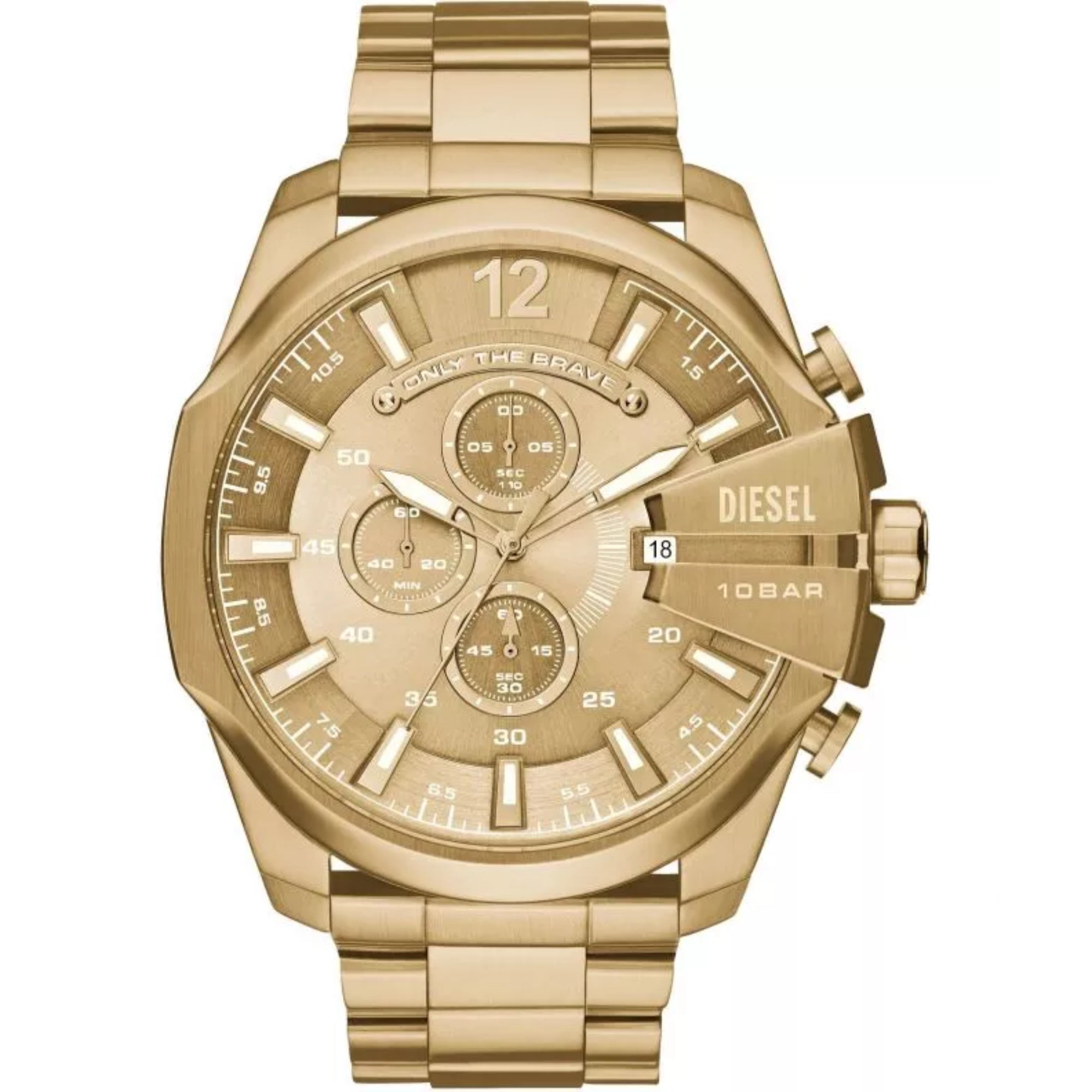 Gold Diesel watch on a white background