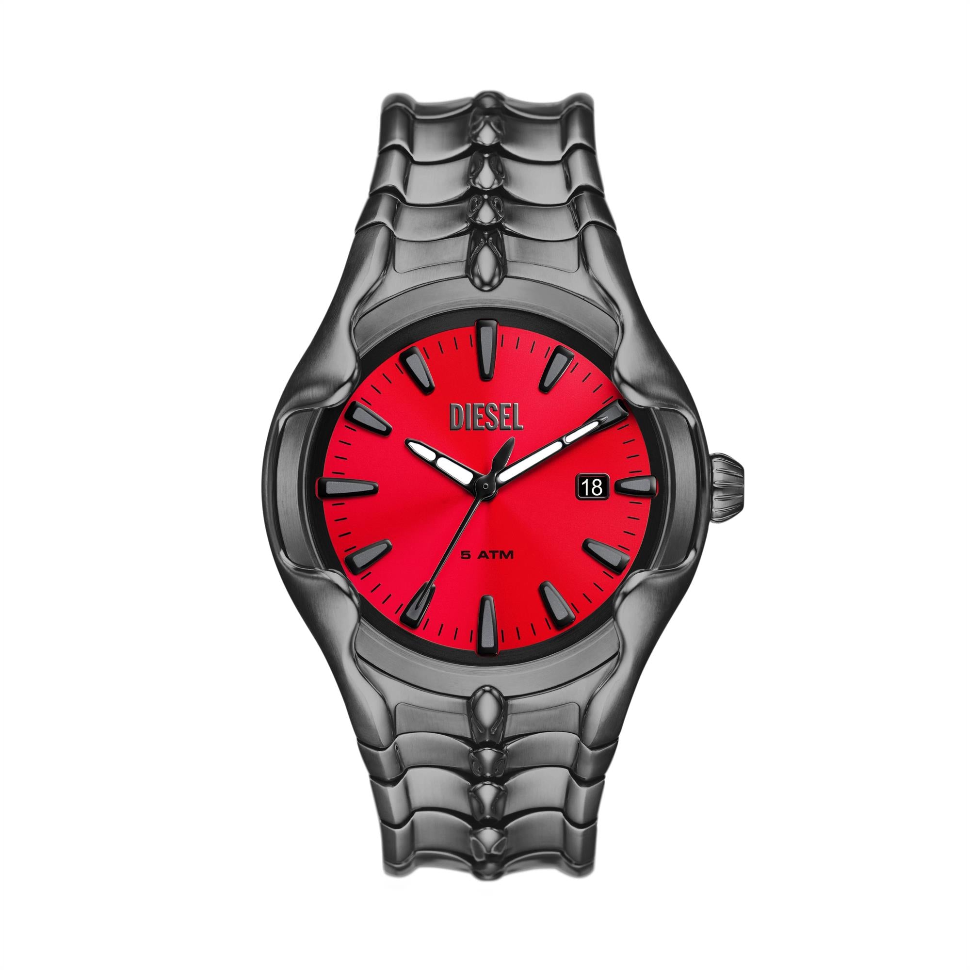 Diesel Vert 44mm Red Dial Steel Mens Quartz Watch DZ2199