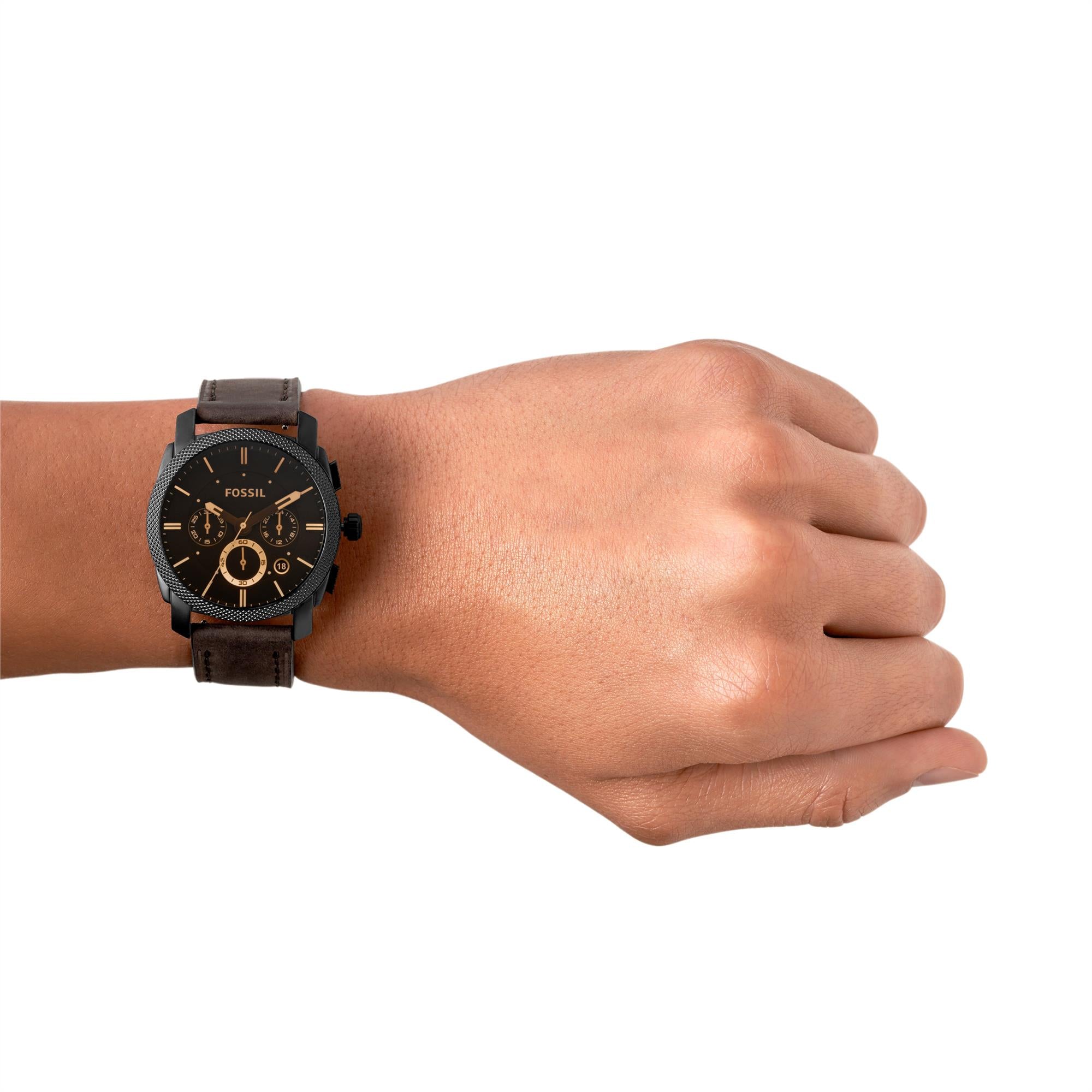 Fossil Machine 42mm Chronograph Black Dial Steel Mens Quartz Watch FS4656
