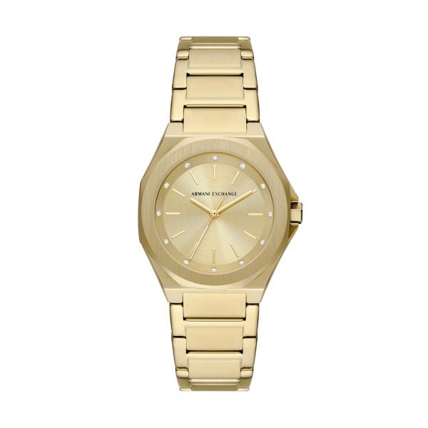 Armani Exchange Andrea 34mm Gold Dial Steel Ladies Quartz Watch AX4608