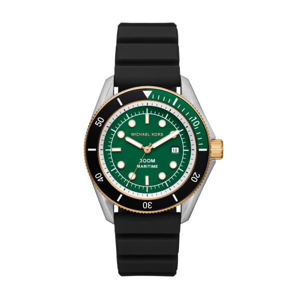 Michael Kors Maritime Grün Zifferblatt Schwarzes Silikonarmband Herren Uhr MK9158