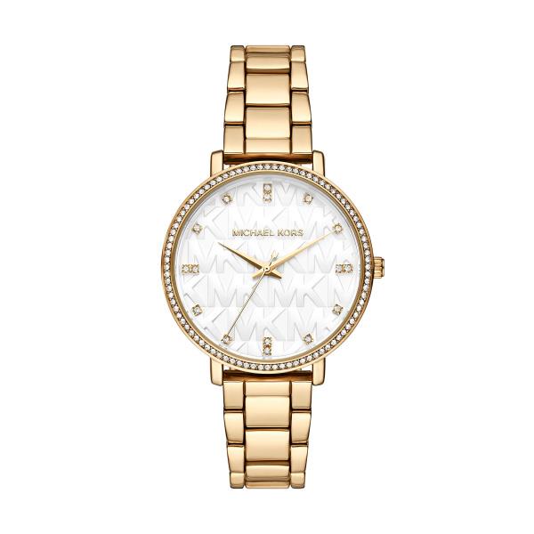 Michael Kors Pyper 38mm white dial gold-tone steel watch MK4666 front view