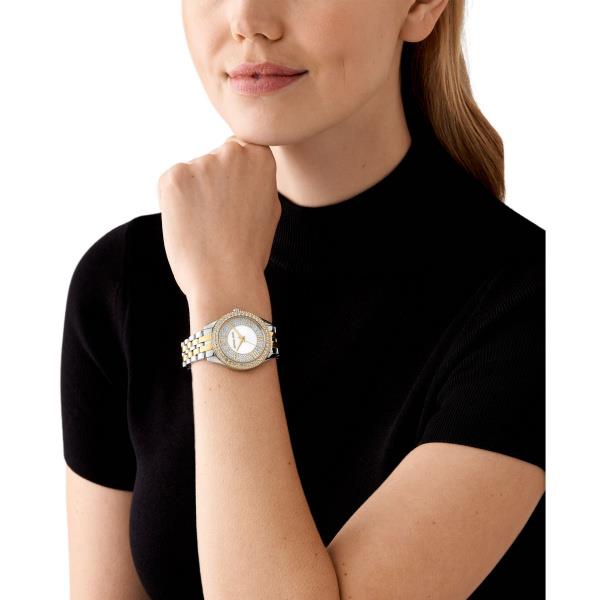 Michael Kors Harlowe Zweifarbiges Edelstahl Silbernes Zifferblatt Damenuhr MK4811