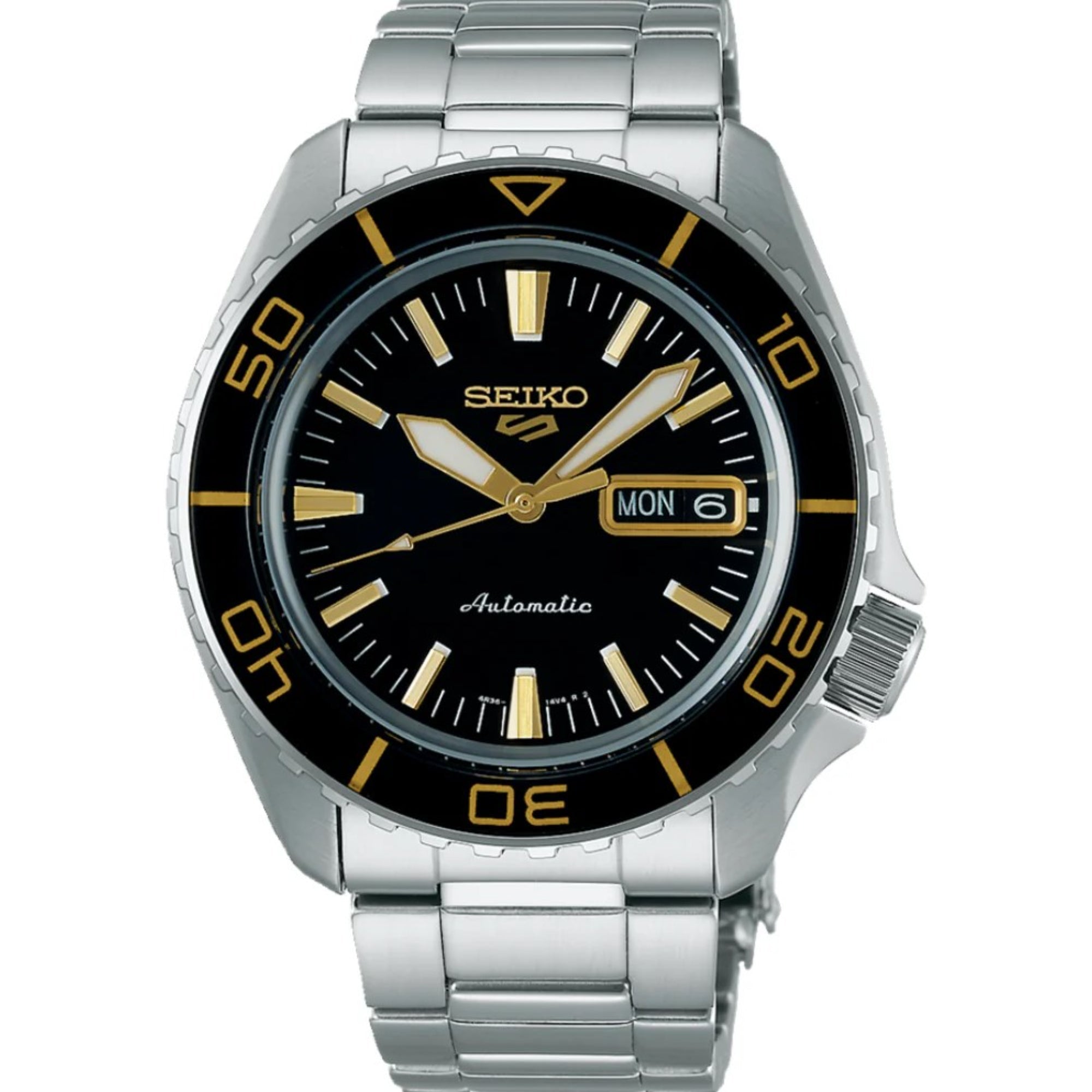 Seiko 5 Sports SKX Blacktone Redux Automatik Schwarz Zifferblatt Edelstahl Armband Herren Uhr SRPK99K1