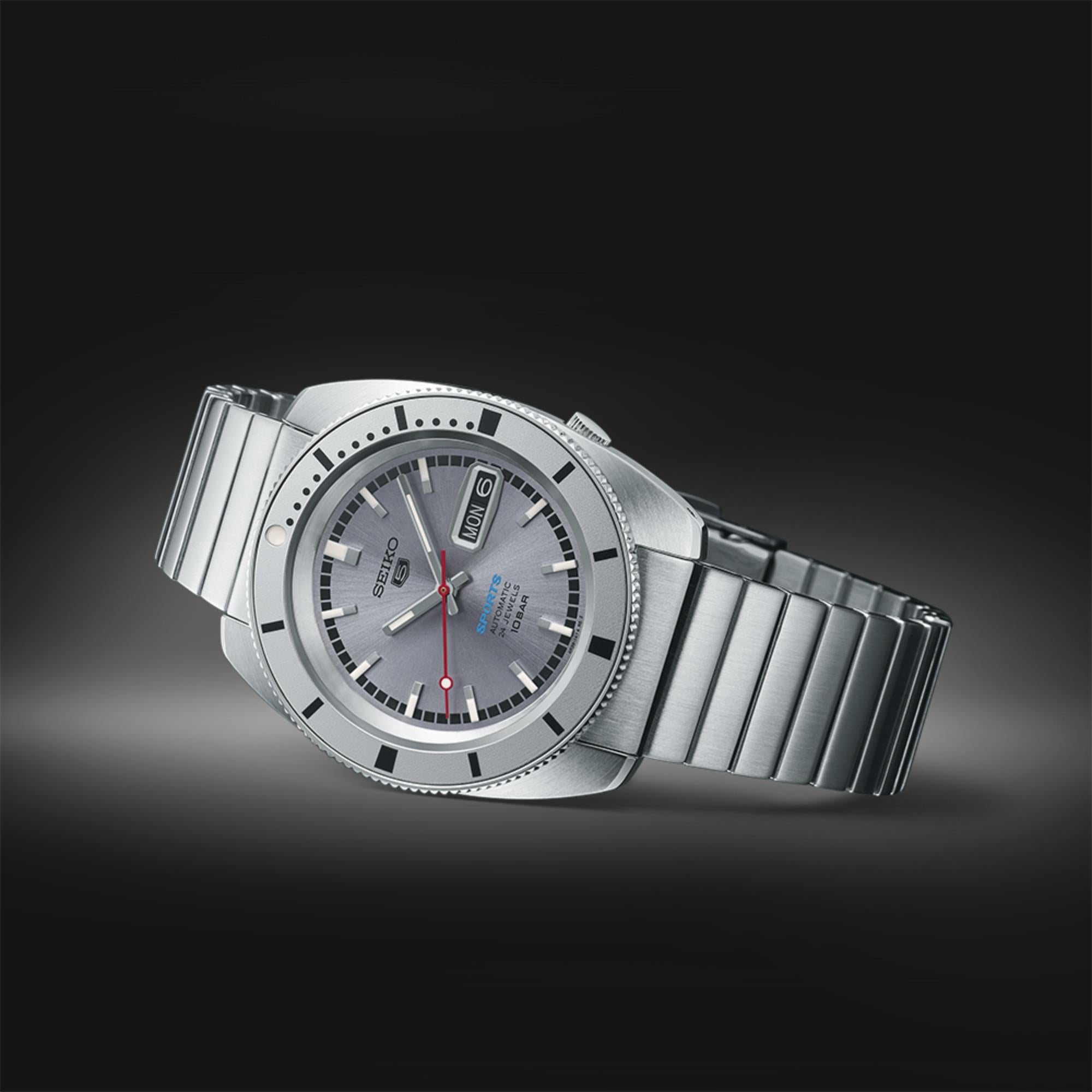 Seiko 5 Sports 'Ash Blue' 1968 Nachbildung Limitierte Auflage Silbernes Zifferblatt Herren Uhr SPRL03K1