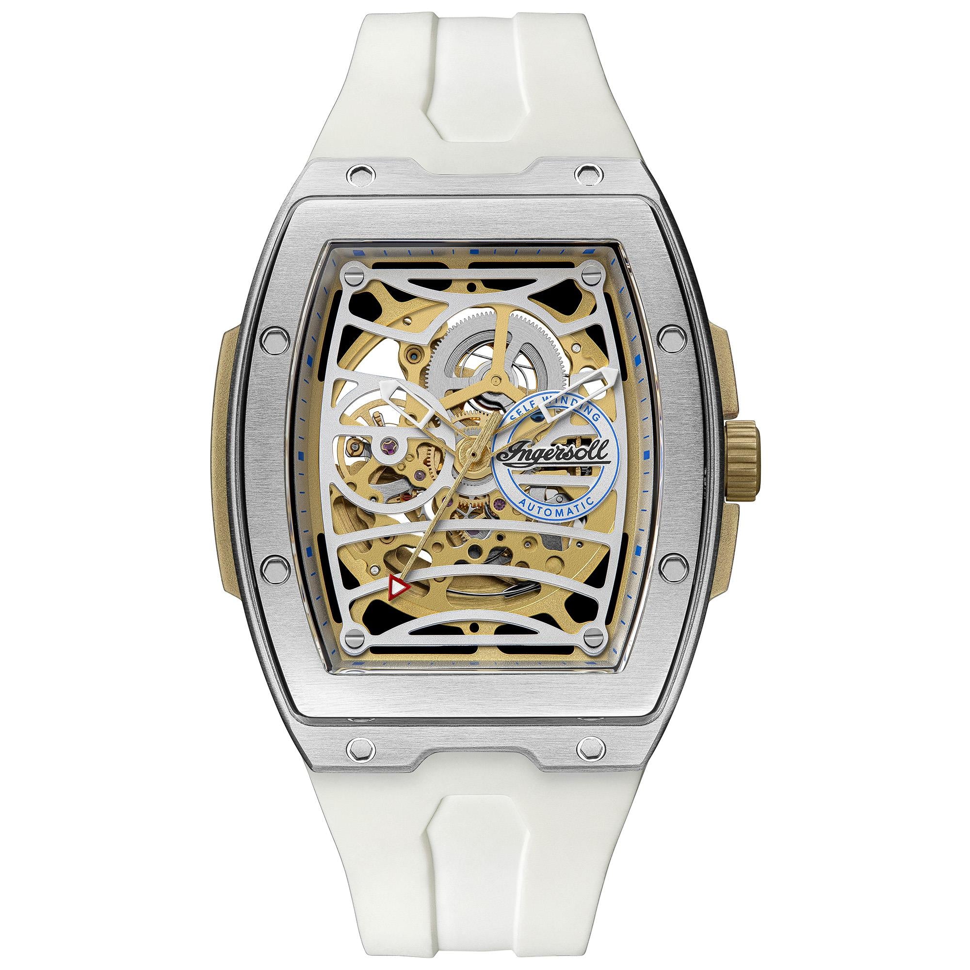 Ingersoll Der Herausforderer Automatik Weißes Zifferblatt Weißes PU-Armband Herren Uhr I12309