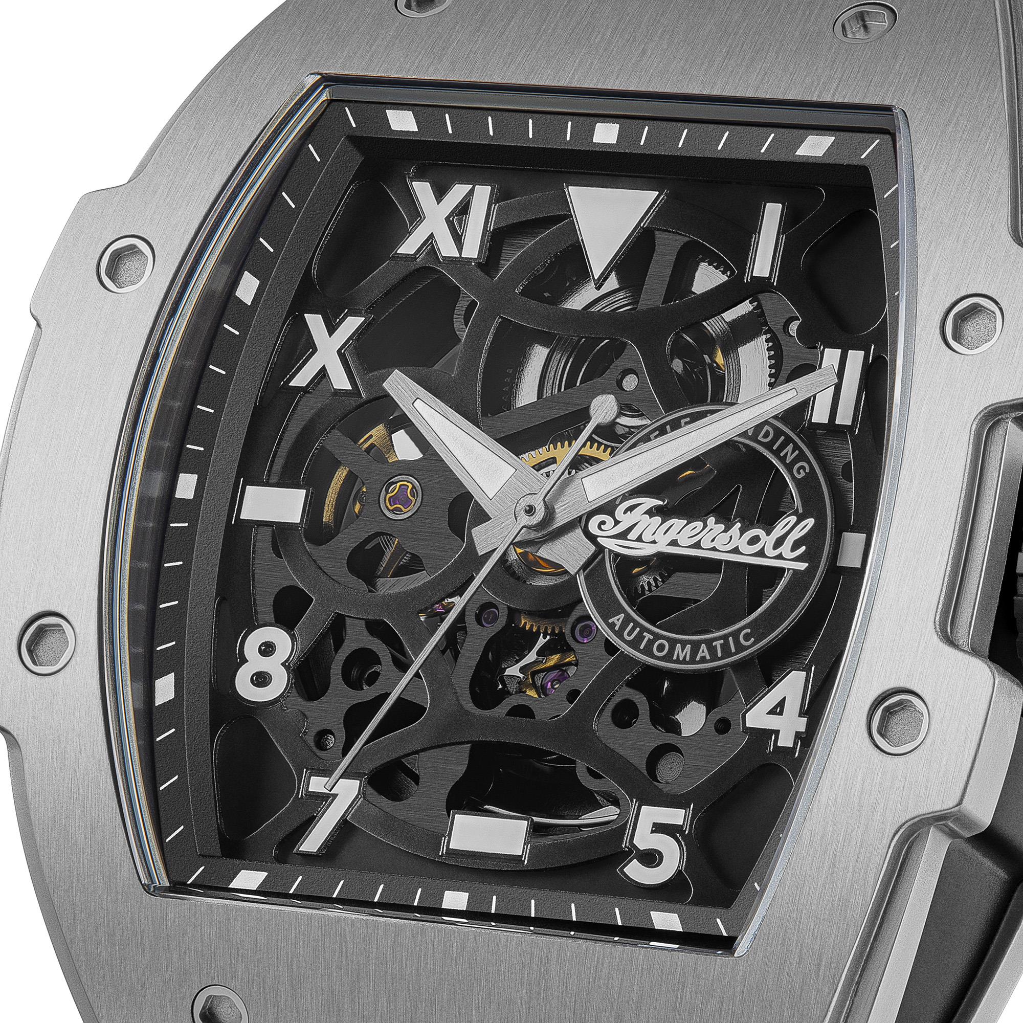 Ingersoll 1892 The Play Automatic Men's Watch with Black Skeleton Dial and Black PU Strap - I15301
