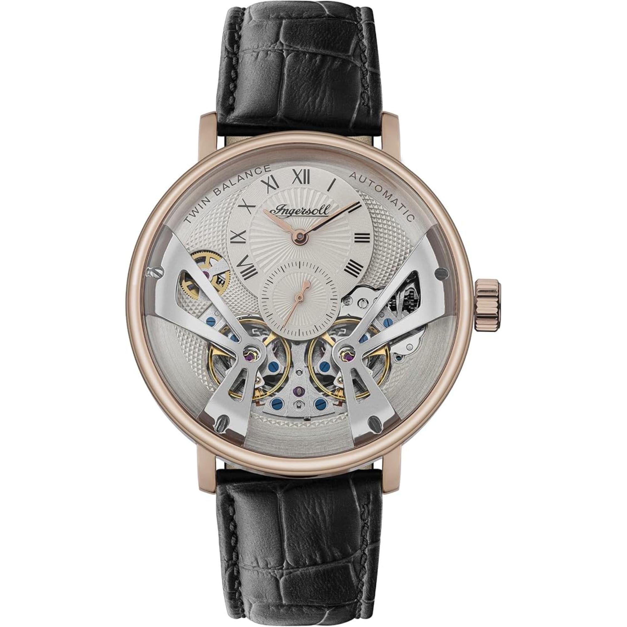 Ingersoll 1892 Der Tennessee Automatik Herren Uhr mit Grauem Vinyl und Fächerstruktur Zifferblatt und Lederarmband - I13101