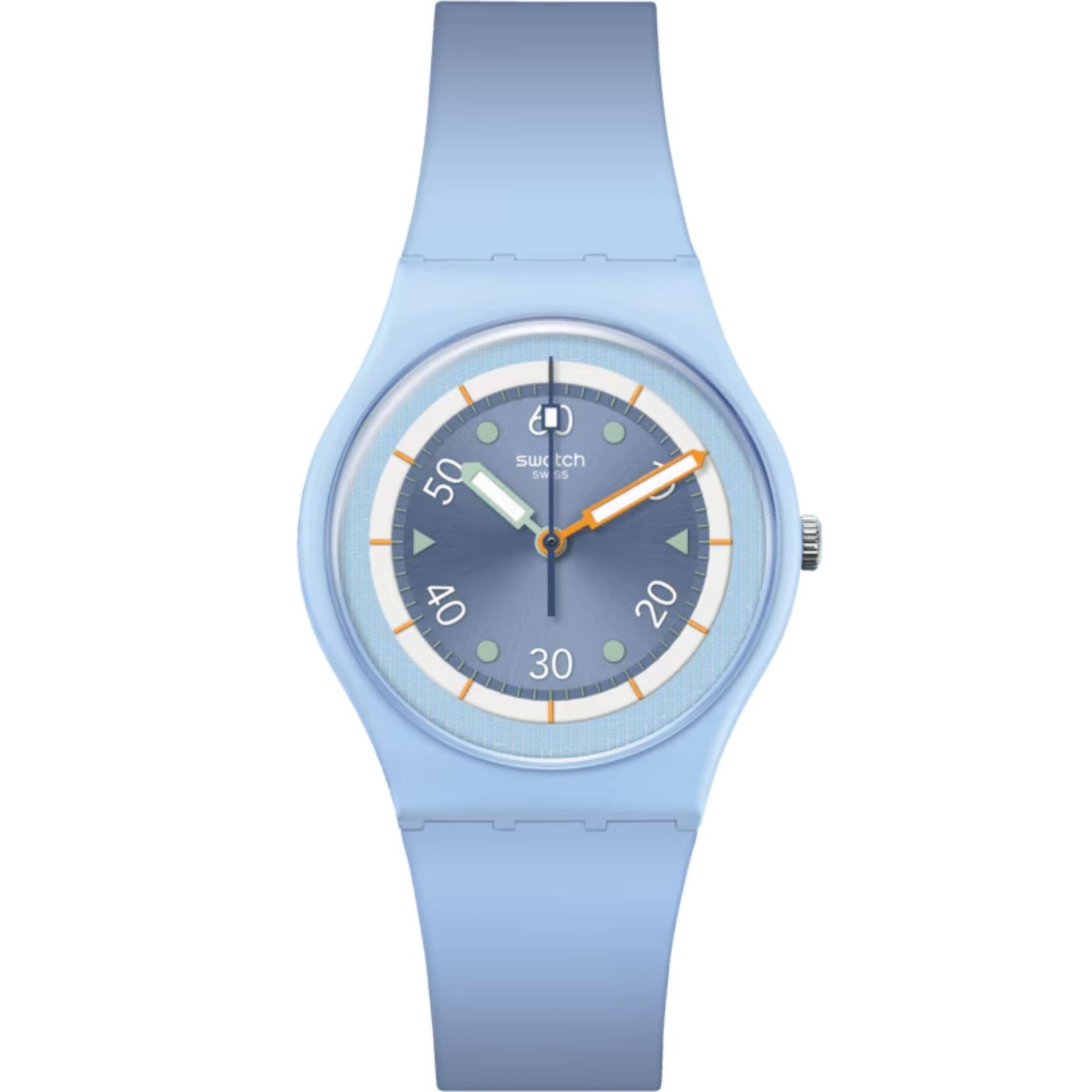 Swatch Frozen Waterfall Bioceramic Light Blue Dial Silicone Watch SO31L100