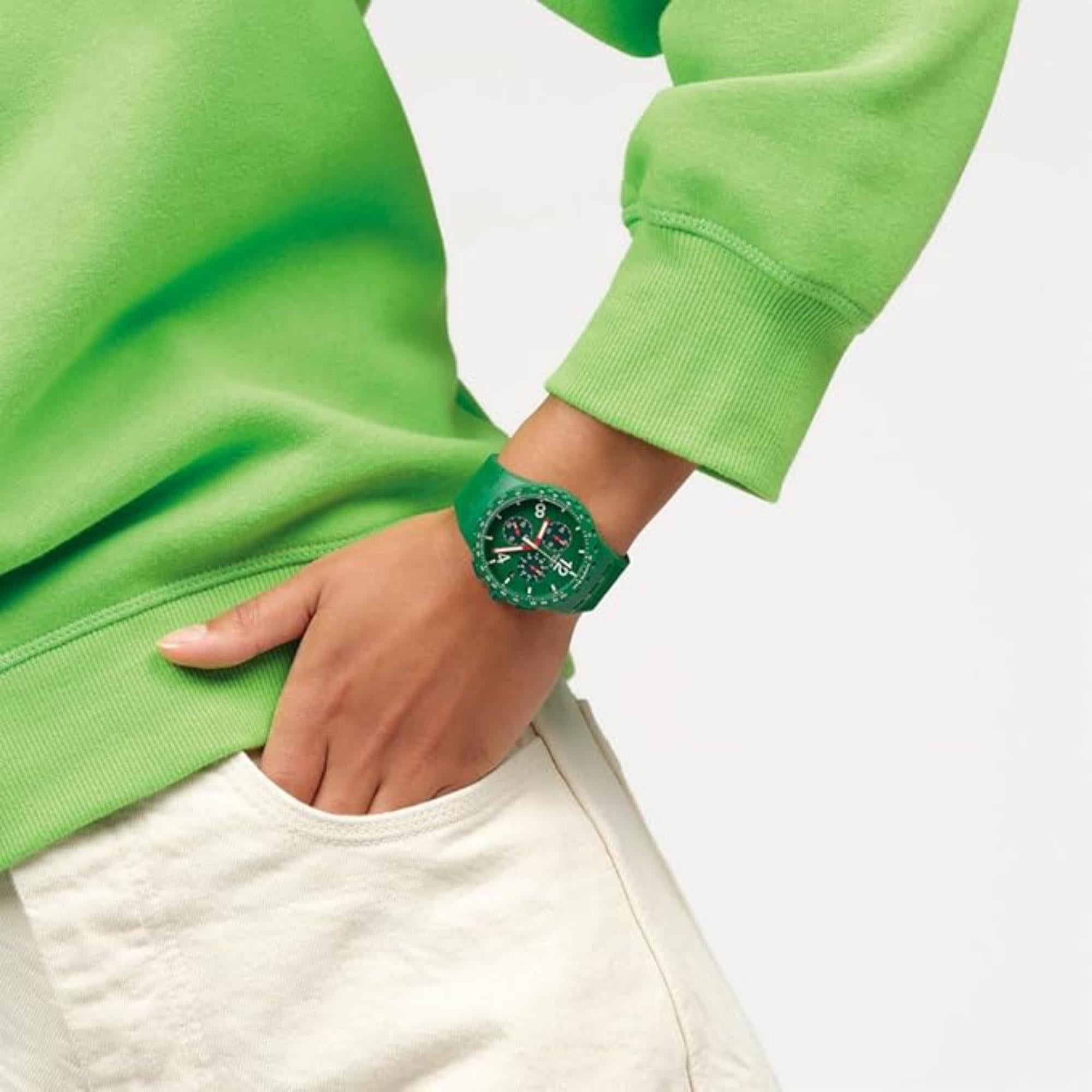 Swatch Primarily Grüner Chronograph Herrenarmbanduhr SUSG407