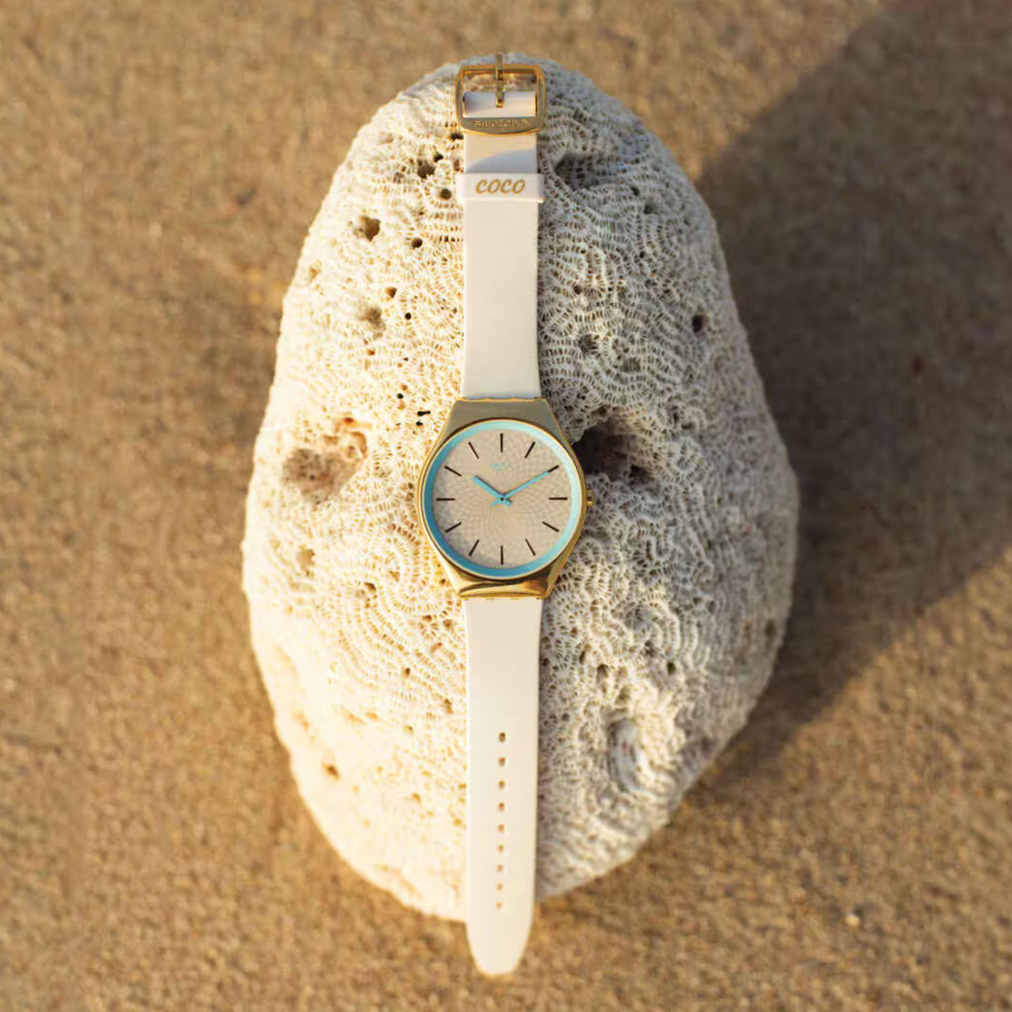 Swatch COCO HO BLU Ivory Dial Silicone Watch SYXG127