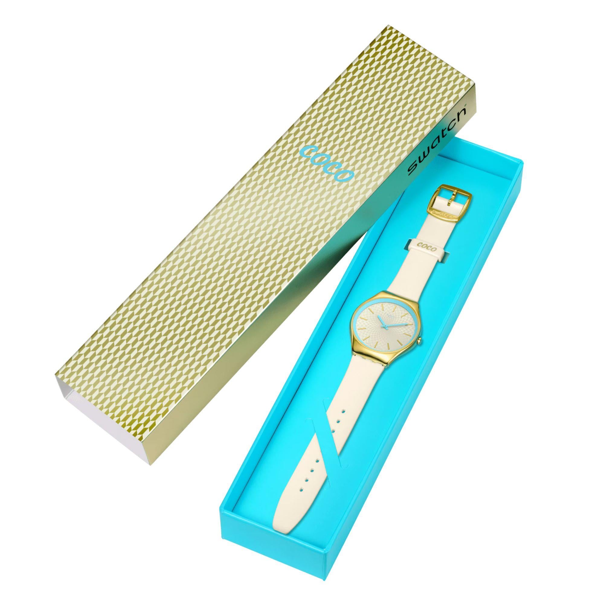 Swatch COCO HO BLU Ivory Dial Silicone Watch SYXG127
