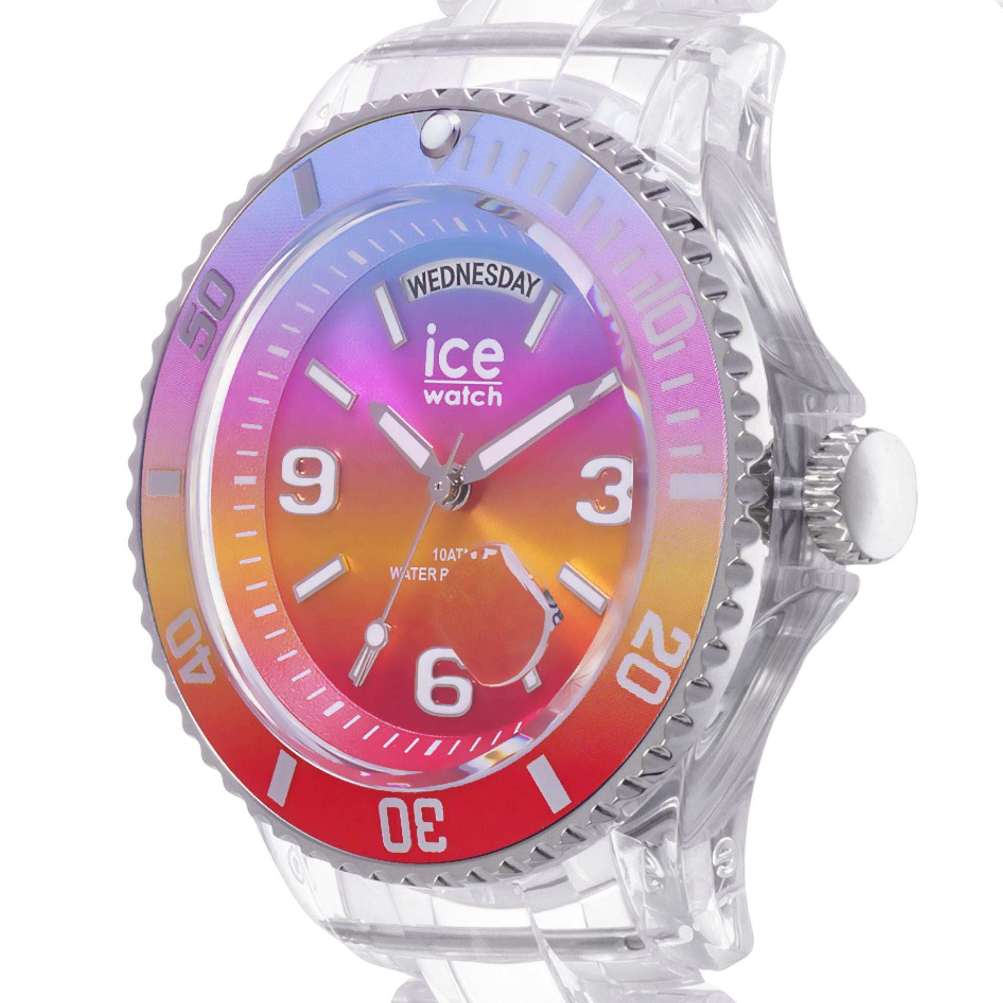 ICE Watch ICE Clear Sunset Energy Pink Orange Red Dial Silicone Strap Watch 021436