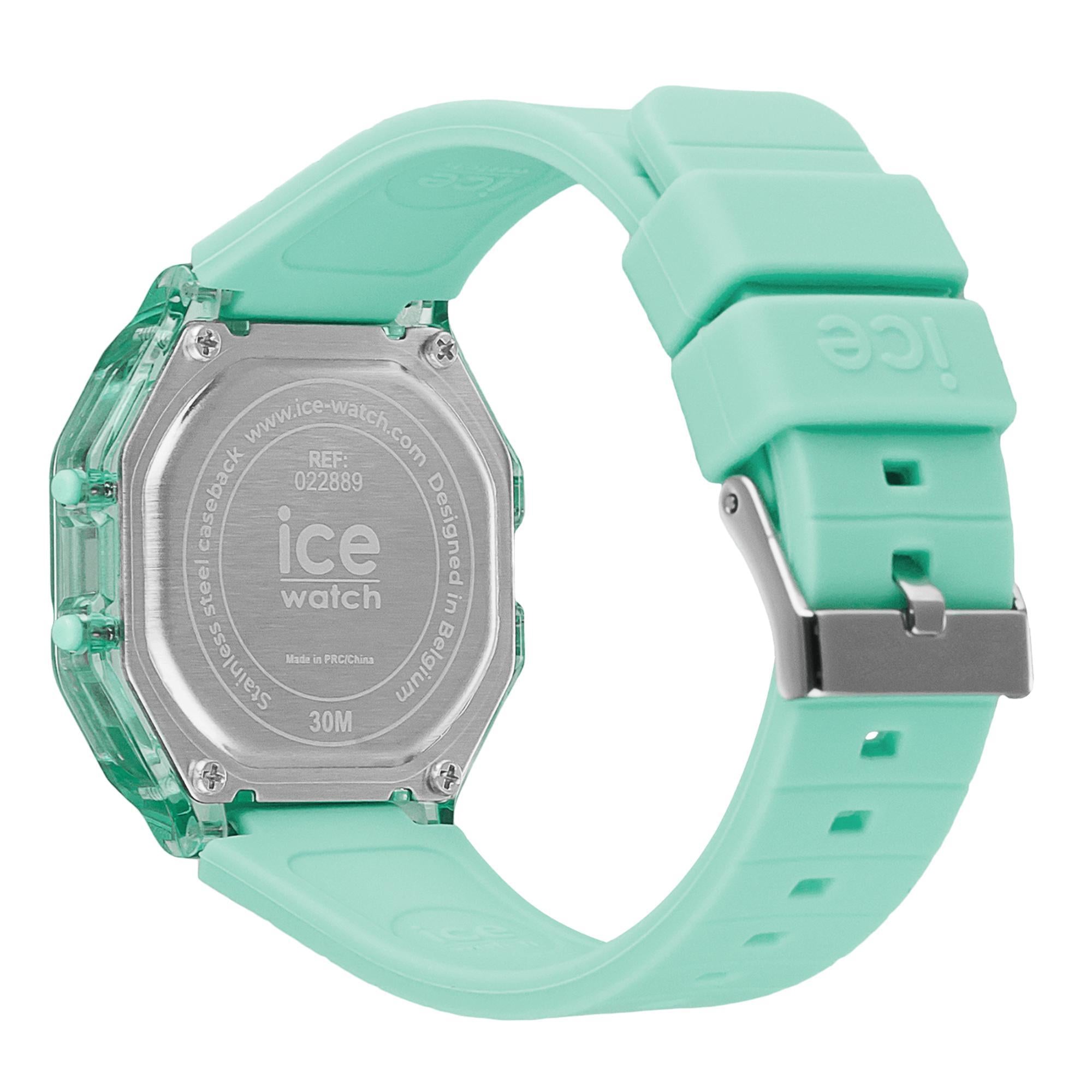 ICE Digit Retro Azure Blue Zifferblatt Klare Silikonarmband Digitale Herren Uhr 022889