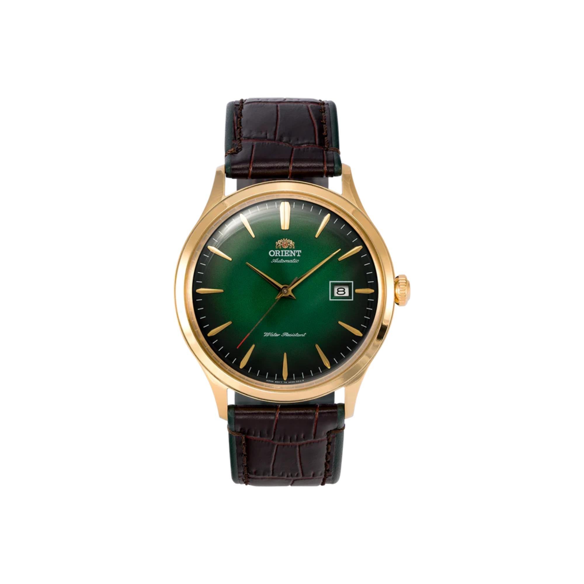 Orient Bambino 42 mm Grünes Zifferblatt Leder Herren Automatik Uhr TAC08002F0