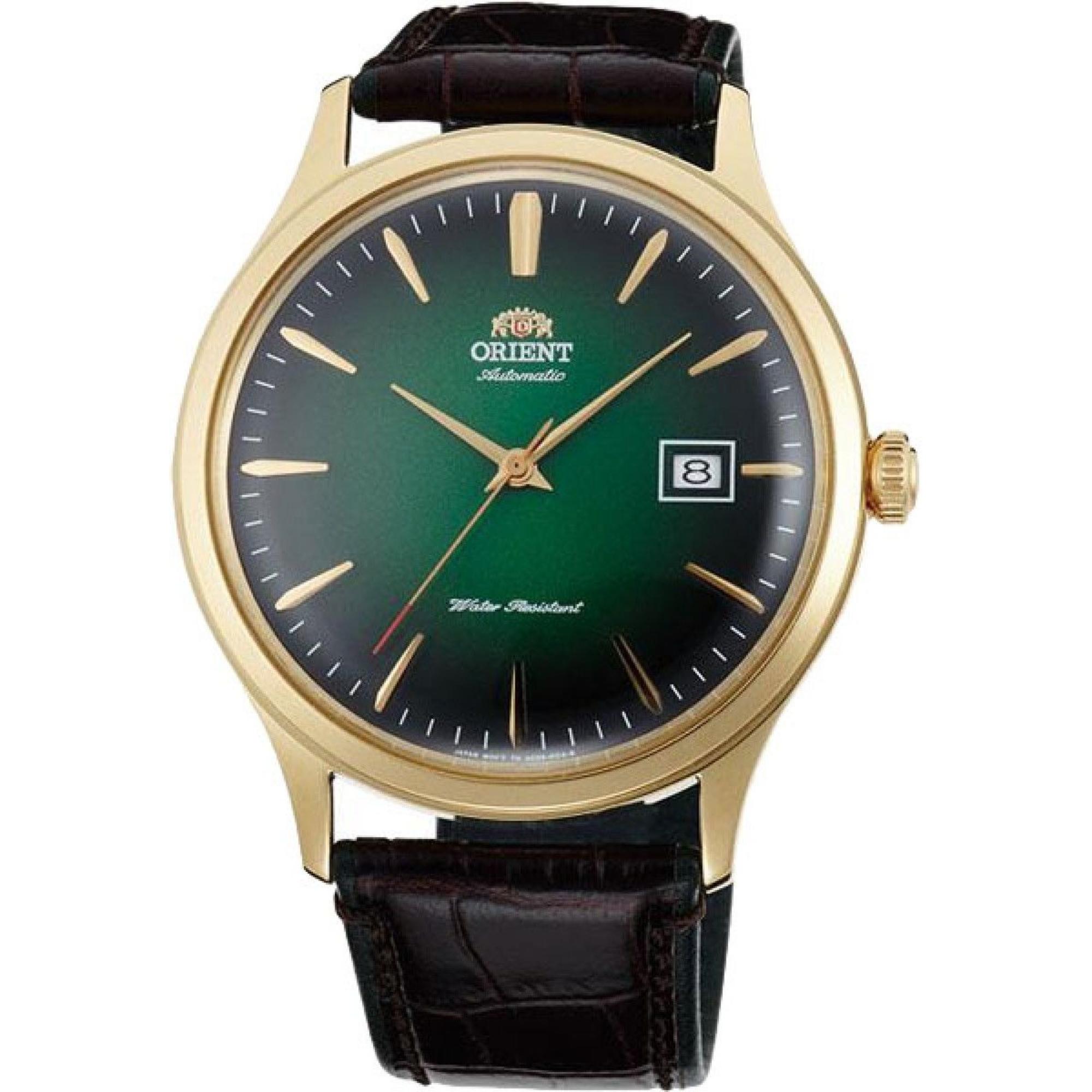 Orient Bambino 42 mm Grünes Zifferblatt Leder Herren Automatik Uhr TAC08002F0