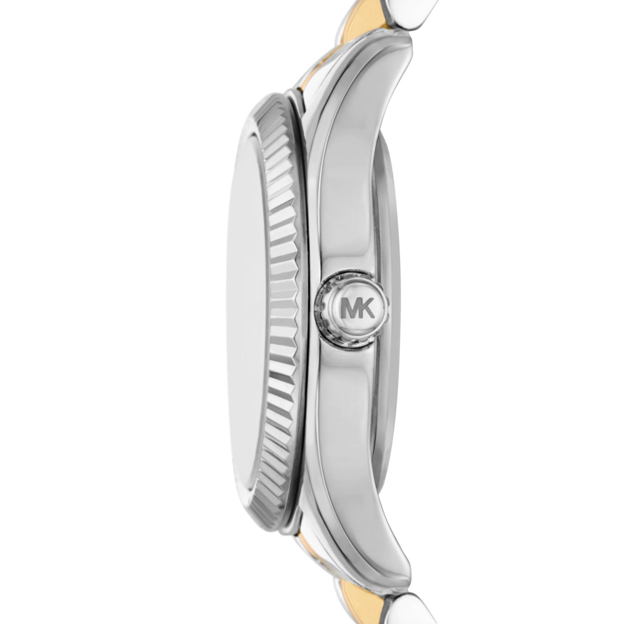 Michael Kors Lexington Zweifarbig Edelstahl Weiß Zifferblatt Damen Uhr MK4740