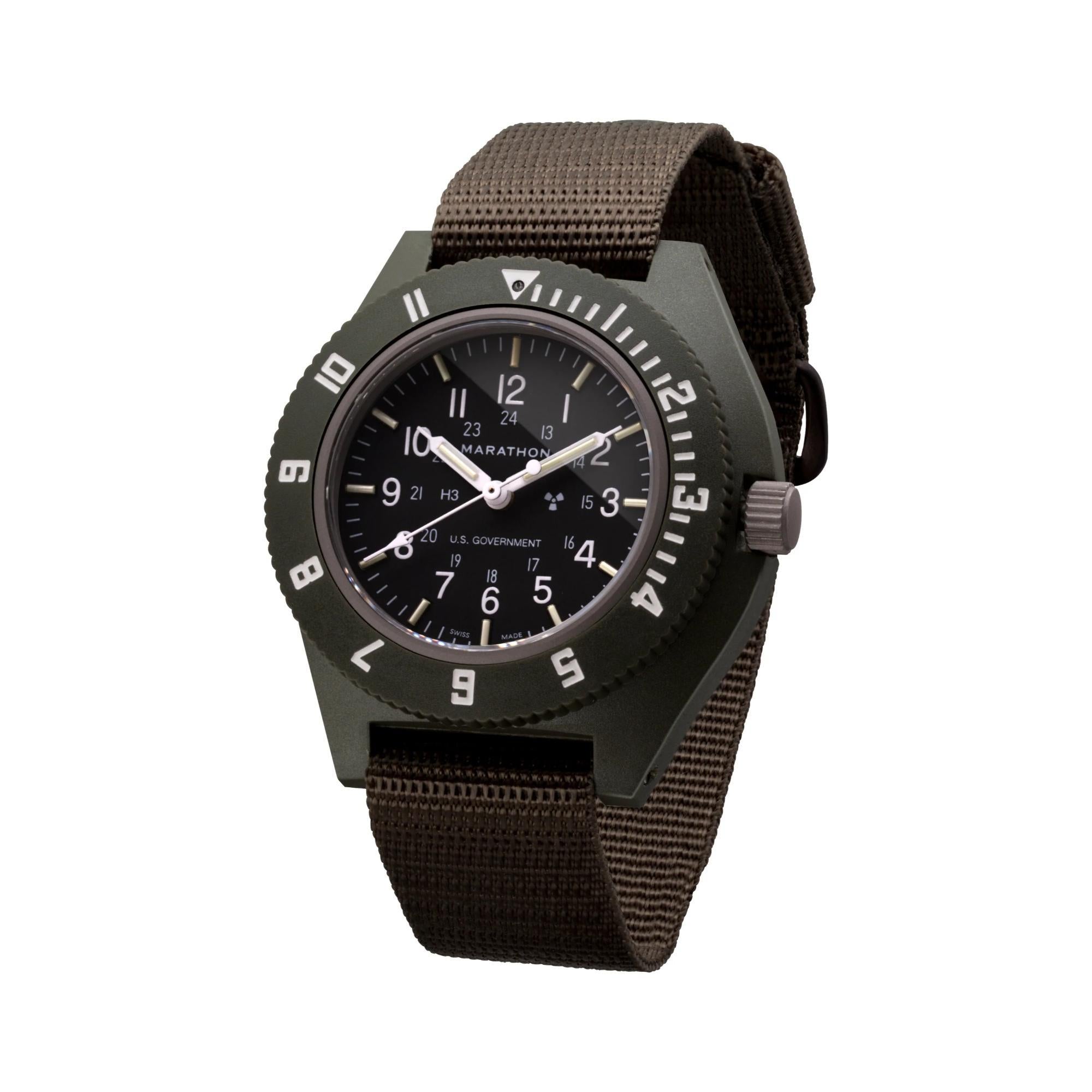 Marathon Pilot's Navigator Salbeigrün Quarz Schwarzes Zifferblatt Herren Uhr WW194001SG-0002