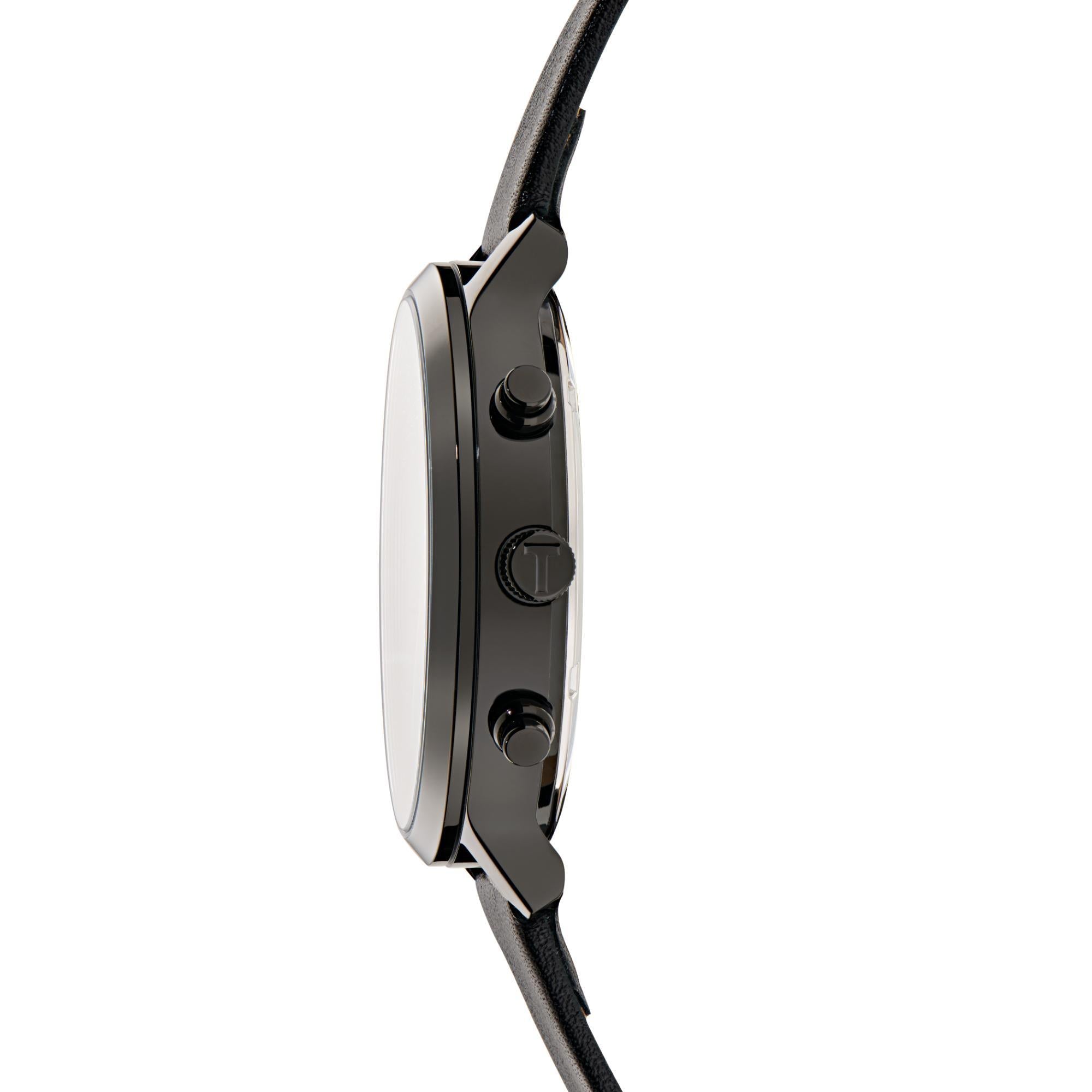 Ted Baker Timeless Herrenarmbanduhr, schwarzes Zifferblatt, Leder BKPHAF404