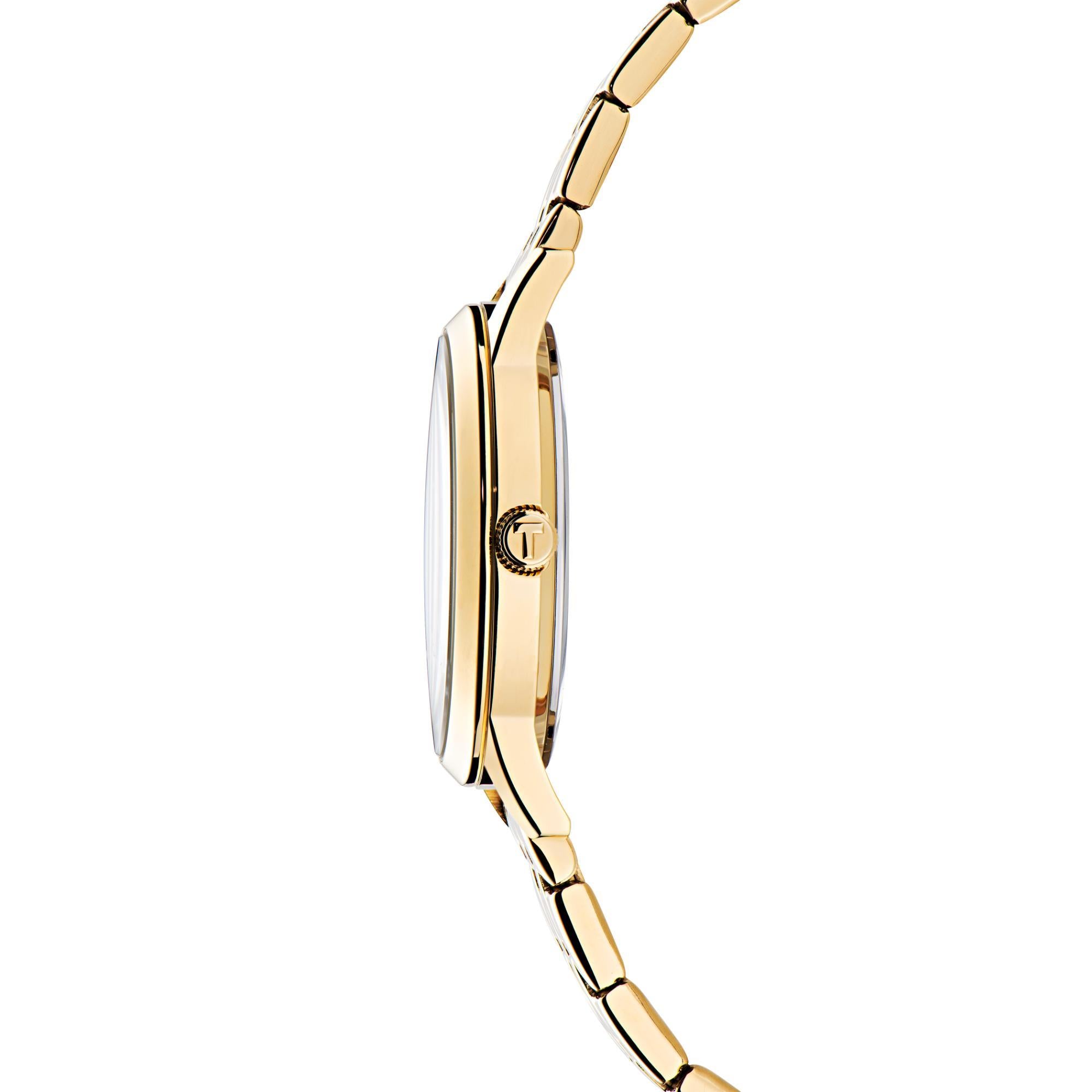 Montre pour femme Ted Baker Fitzrovia Fashion en acier inoxydable ton or rose avec cadran noir BKPFZS405