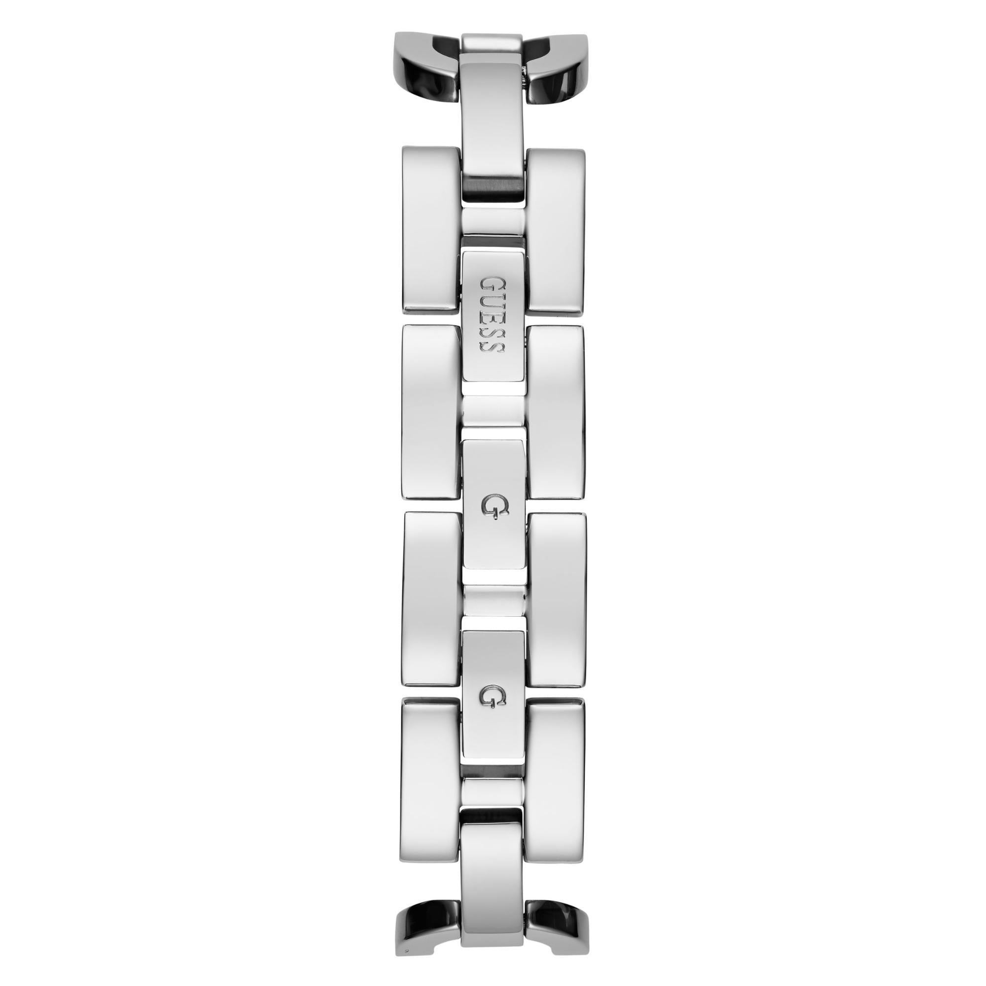 GUESS Damenarmbanduhr mit silbernem Zifferblatt, analog, mit Kristallakzenten GW0683L1