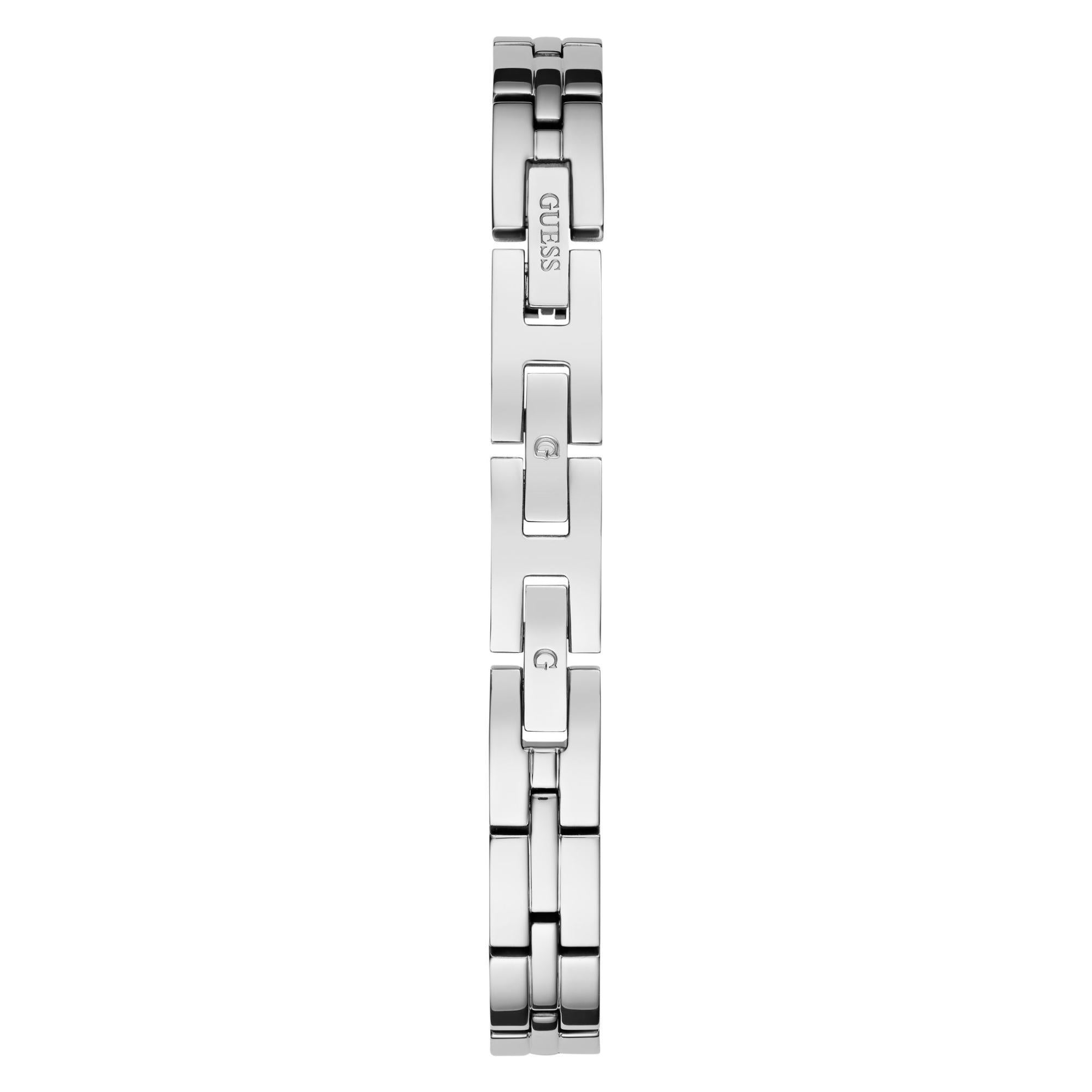 GUESS Ladies Silver Tone Analog Stainless Steel White Dial Watch GW0655L1