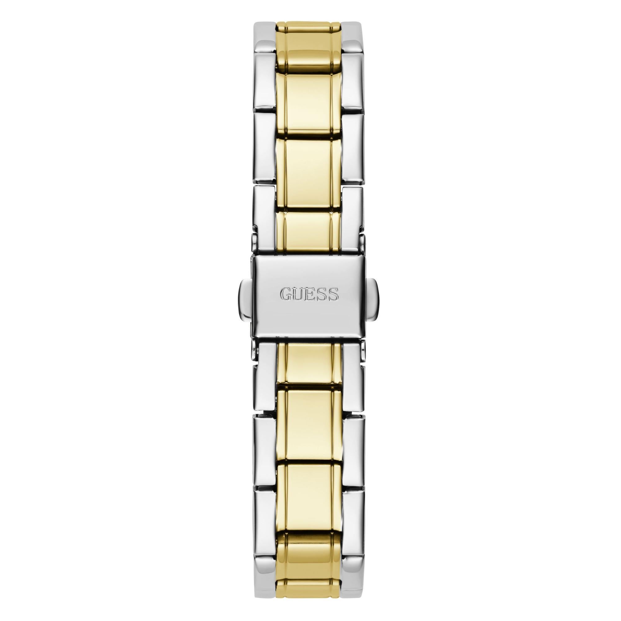 GUESS Ladies Silver/Gold Tone Two-Tone Stainless Steel Strap Analog White Dial Watch GW0468L4