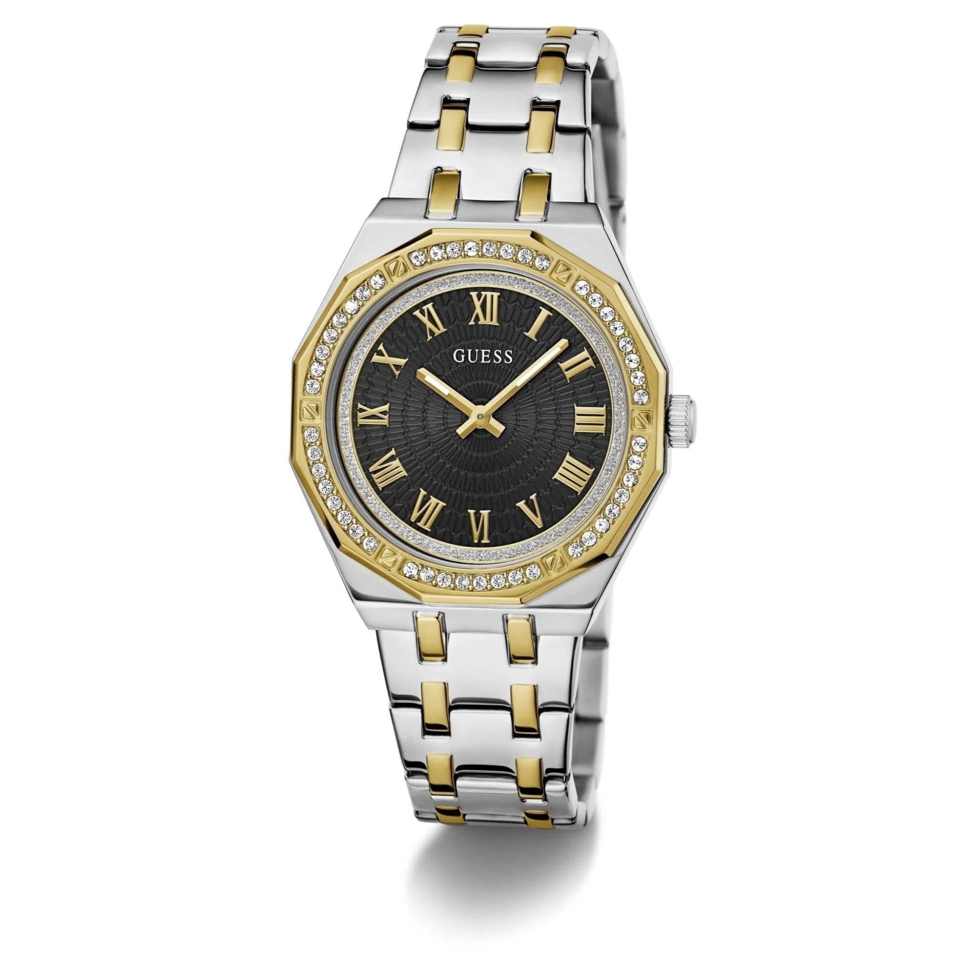 GUESS Two-Tone Stainless Steel Analog Black Dial Ladies Watch GW0770L4