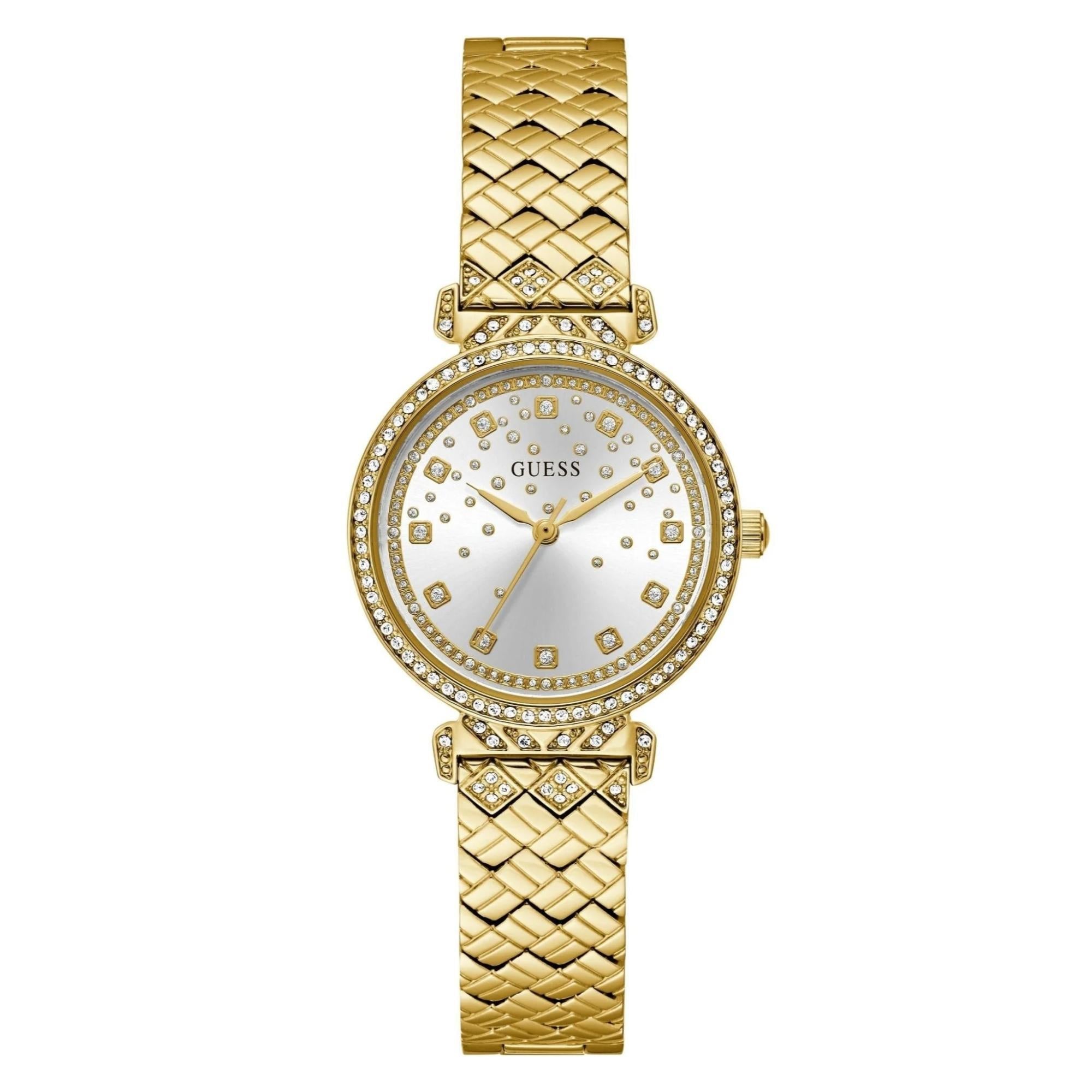 GUESS Enchantment Gold Tone Recycled Steel Silver Dial Ladies Watch GW0763L2