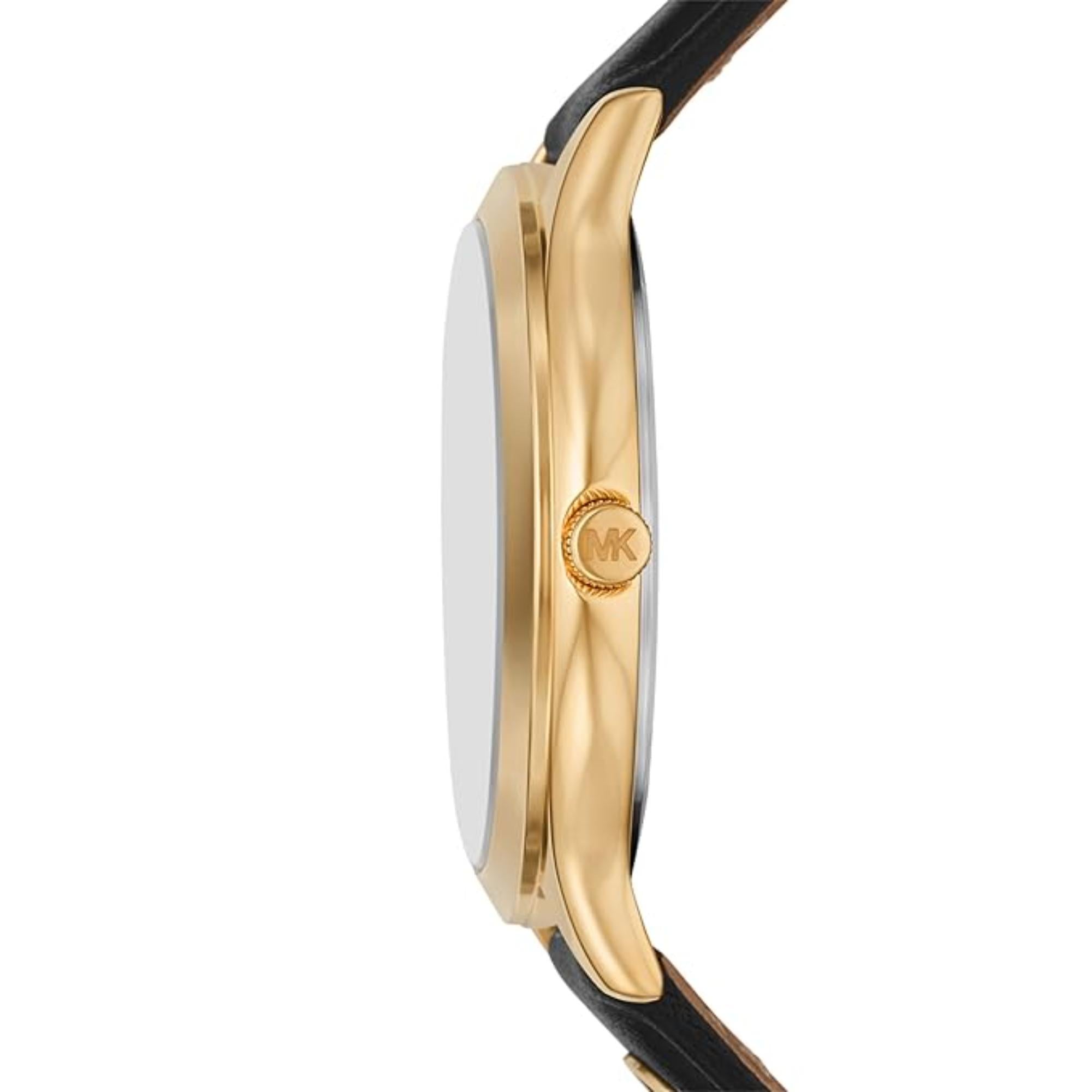 Michael Kors Slim Runway Black Leather Strap Black Dial Women’s Watch MK7482