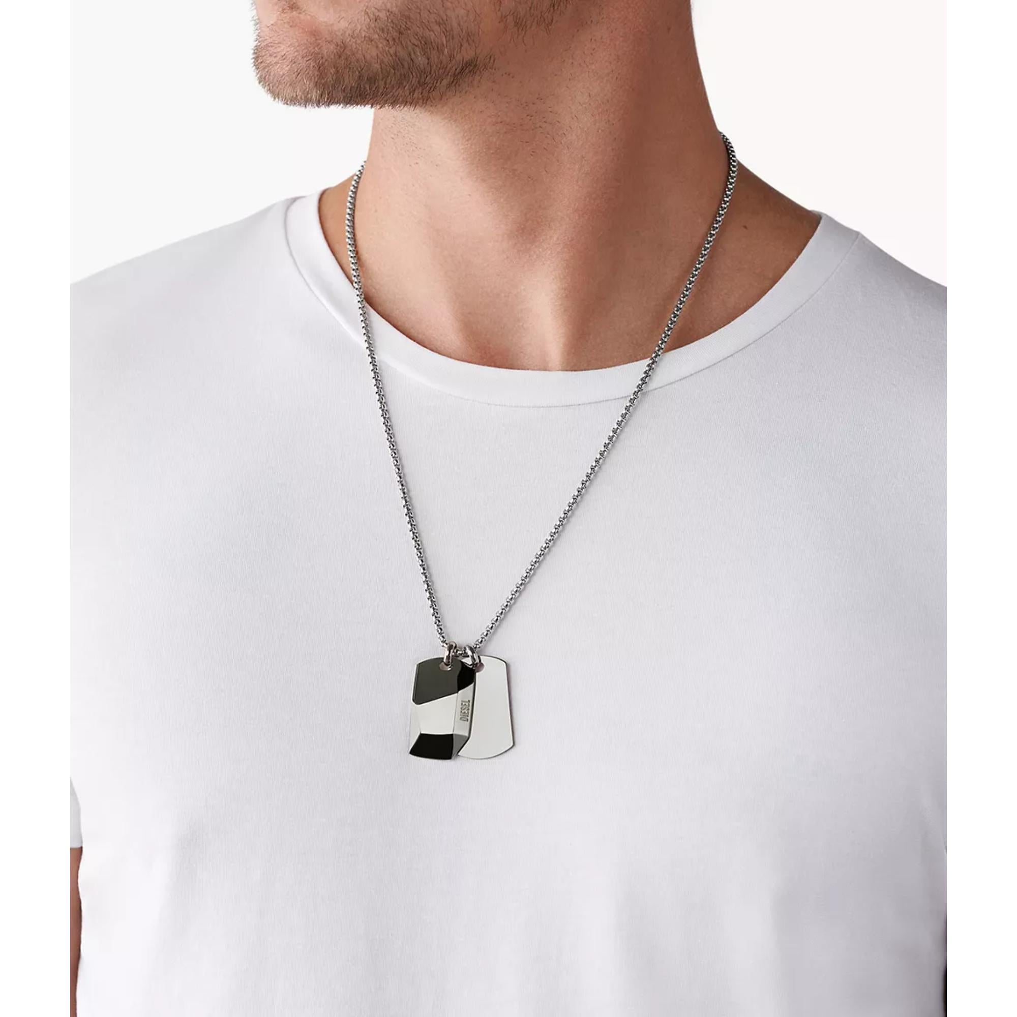 Diesel Stainless Steel Double Dog Tag Men's Necklace DX1143040