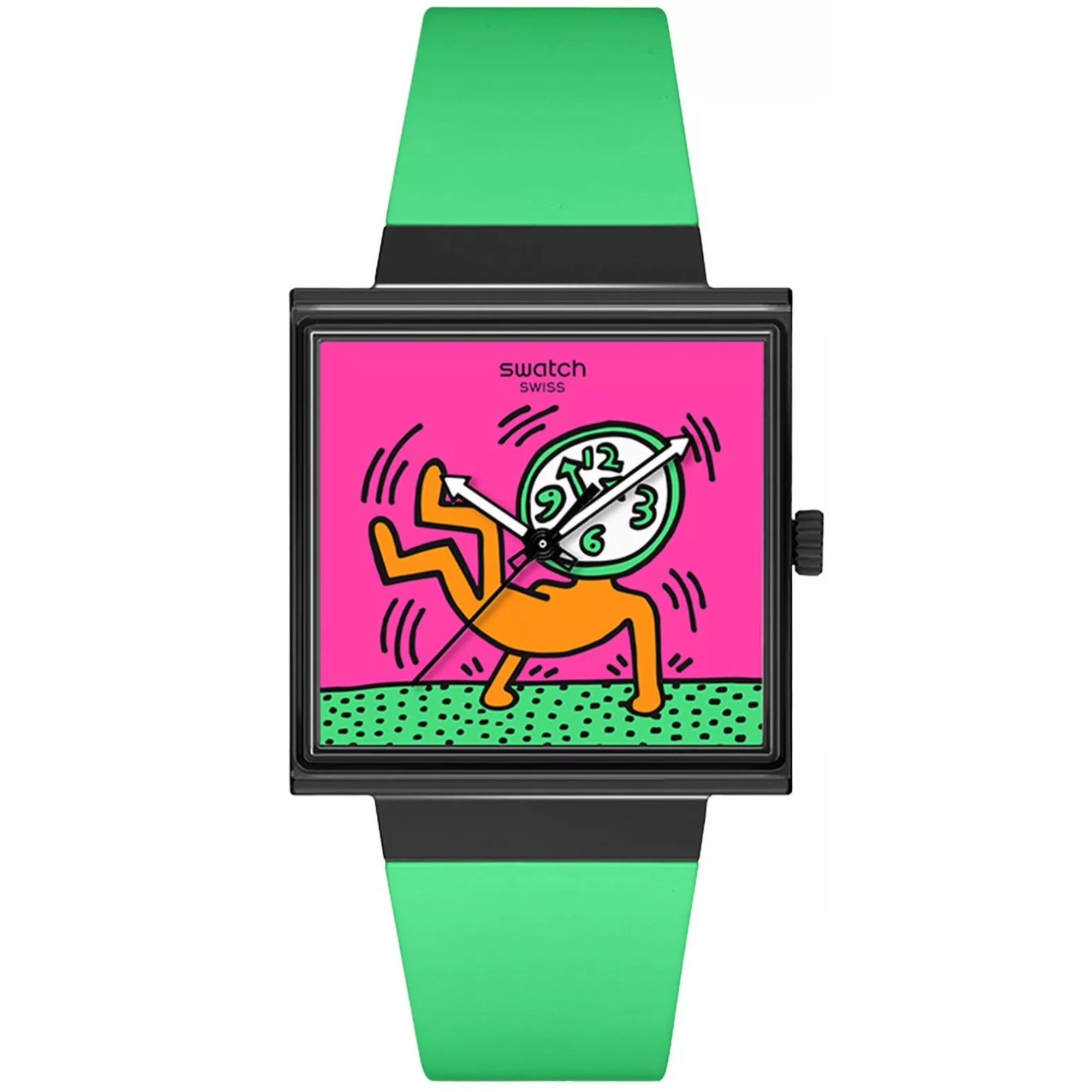 Swatch Break Free Breaks Off Pinkes Zifferblatt Silikonarmband Damen Uhr SO34Z102
