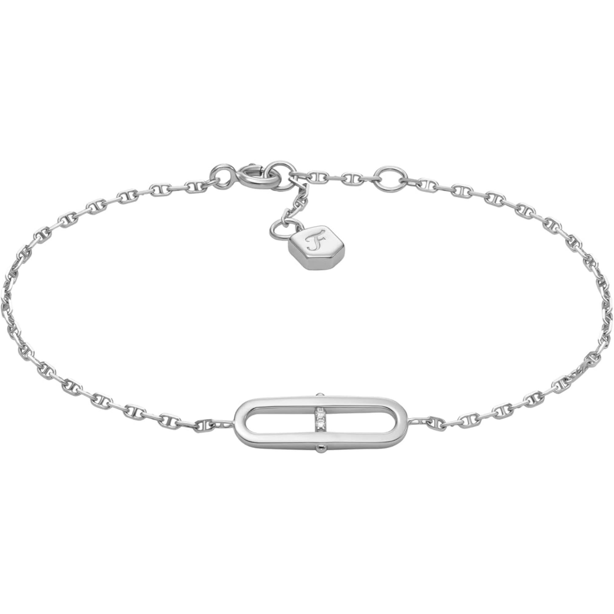 Fossil Sterling Heritage Station Armreif aus Sterlingsilber für Damen JFS00637040