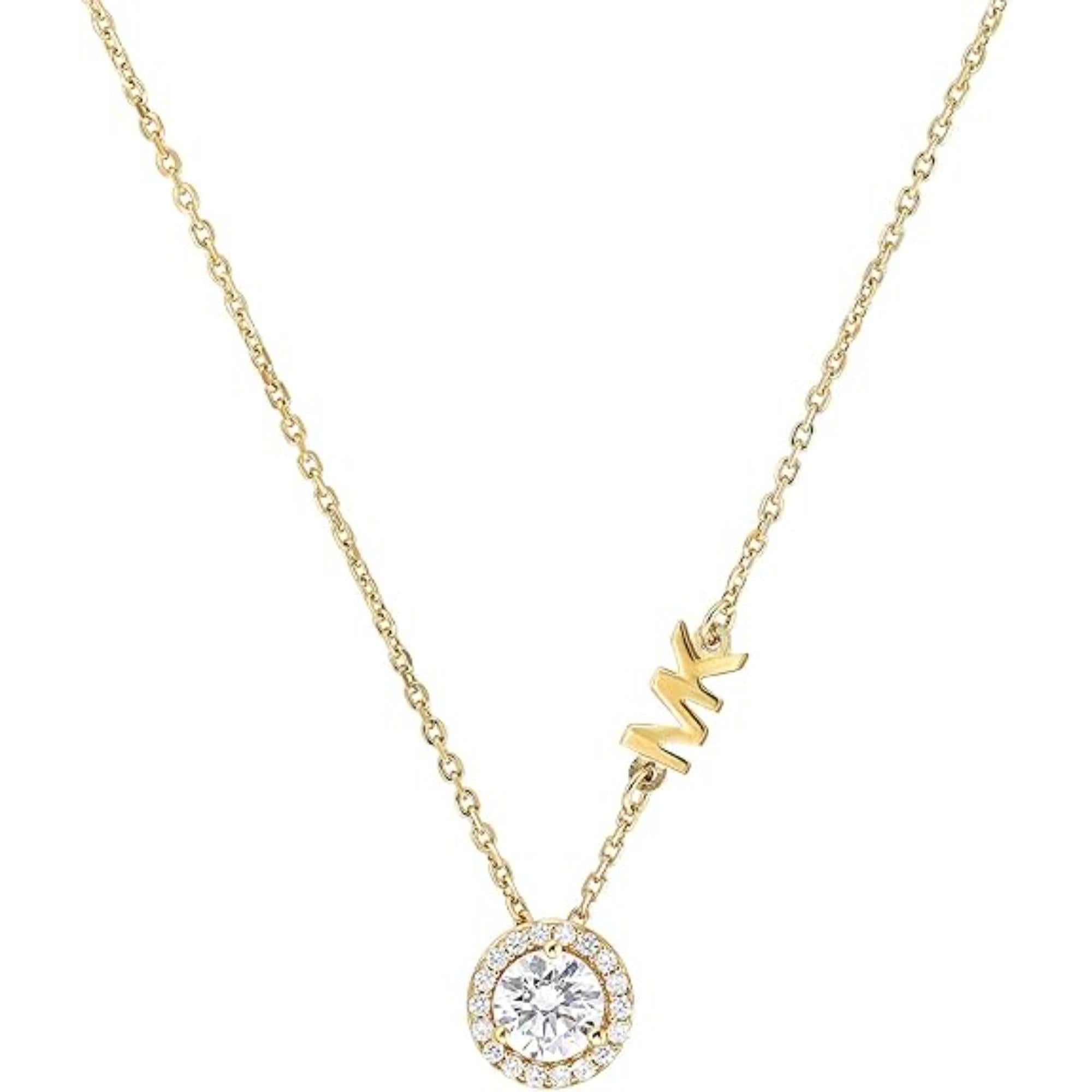 Michael Kors 14k Goldplattiertes Sterlingsilber CZ Anhänger Damenhalskette MKC1208AN710