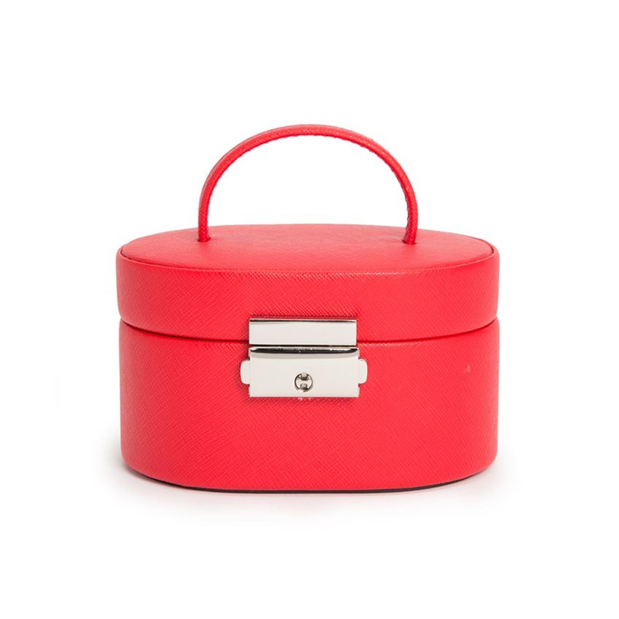 WOLF Heritage Mini-Ovalbox Rot Saffiano Leder 281414