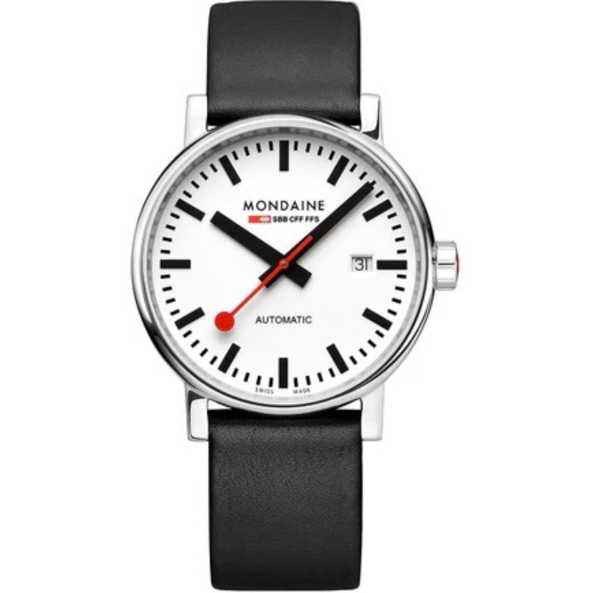 Mondaine Evo2 40mm White Dial Leather Mens Automatic Watch MSE.40610.LBV