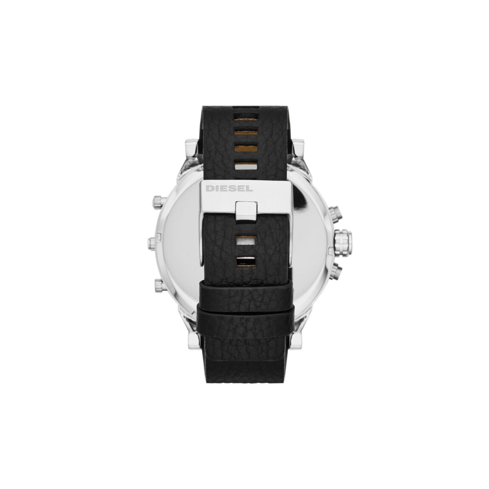 Diesel Mr. Daddy 57mm Chronograph Schwarzes Zifferblatt Leder Herren Quarzuhr DZ7313
