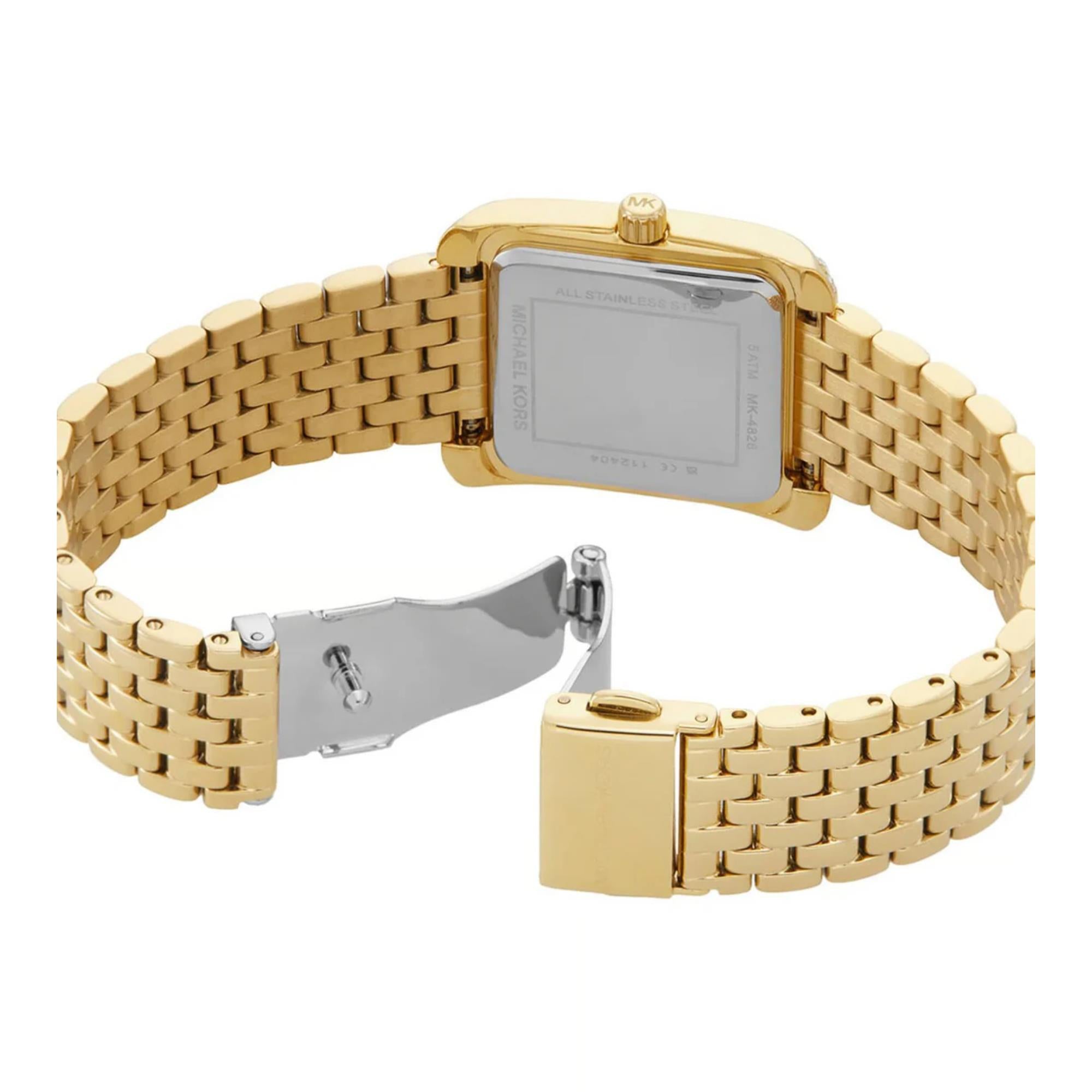 Michael Kors Emery Weiß Zifferblatt Gold-Tone Edelstahl Armband Damen Uhr MK4826